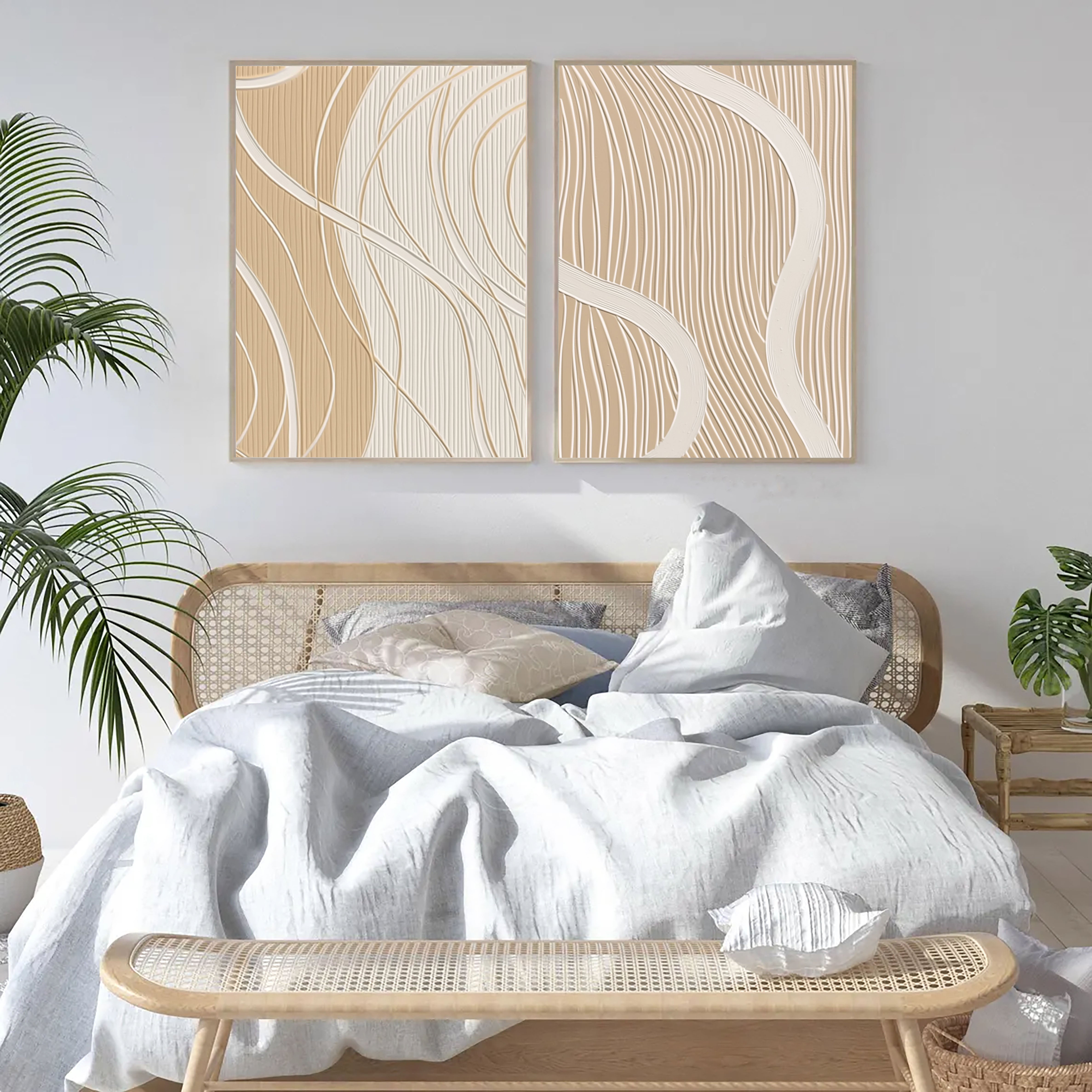 Elegant Beige Line Art | Flowing Grace