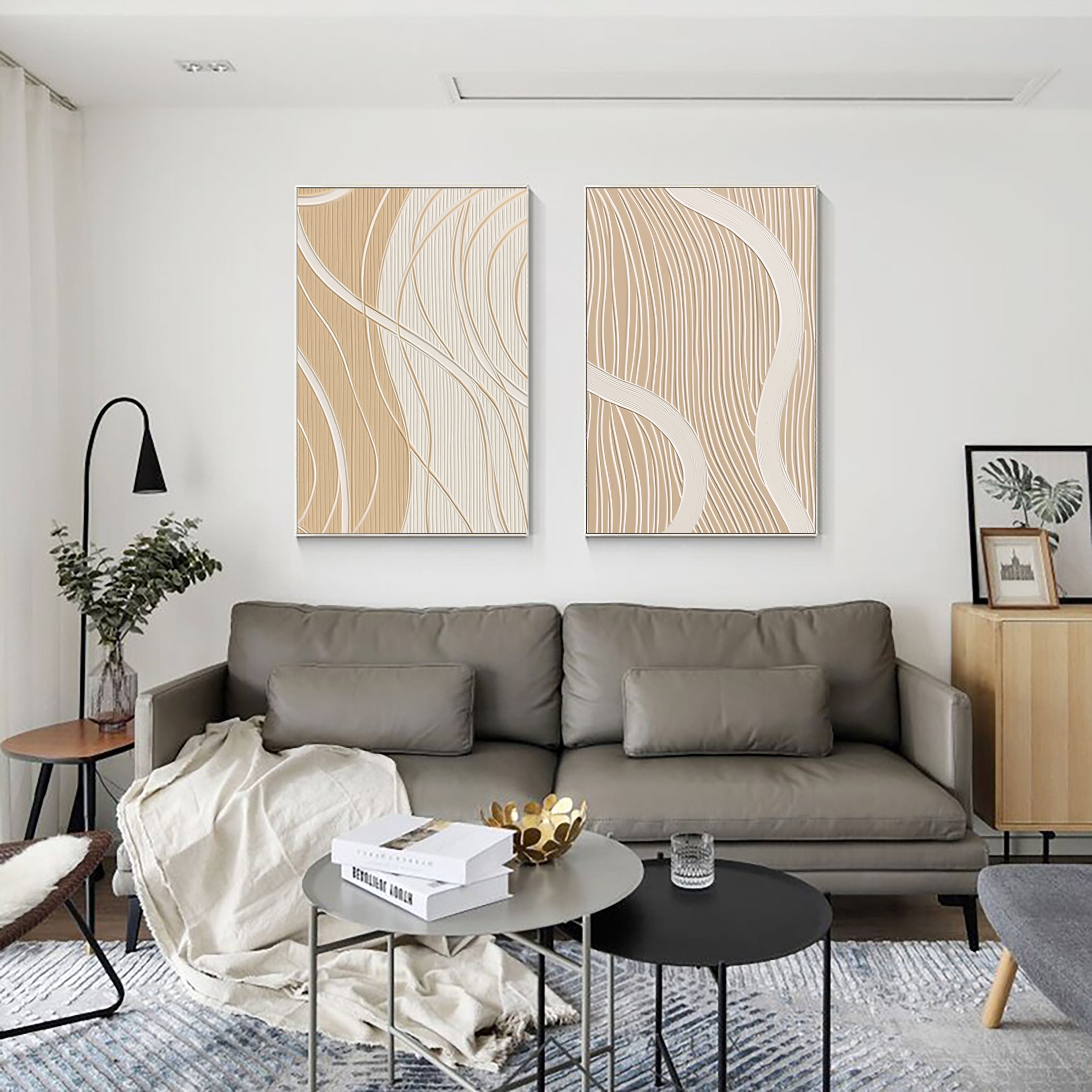 Elegant Beige Line Art | Flowing Grace