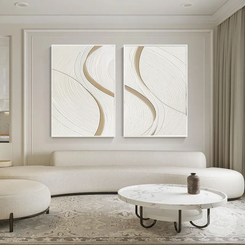 Minimalist White Line Art | Golden Curve