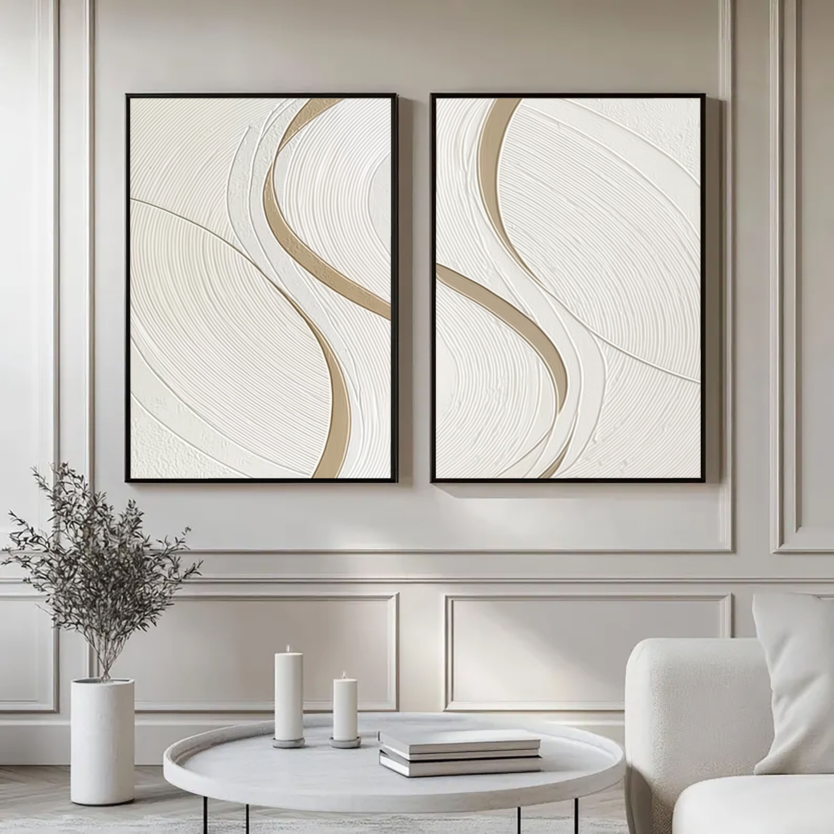 Minimalist White Line Art | Golden Curve