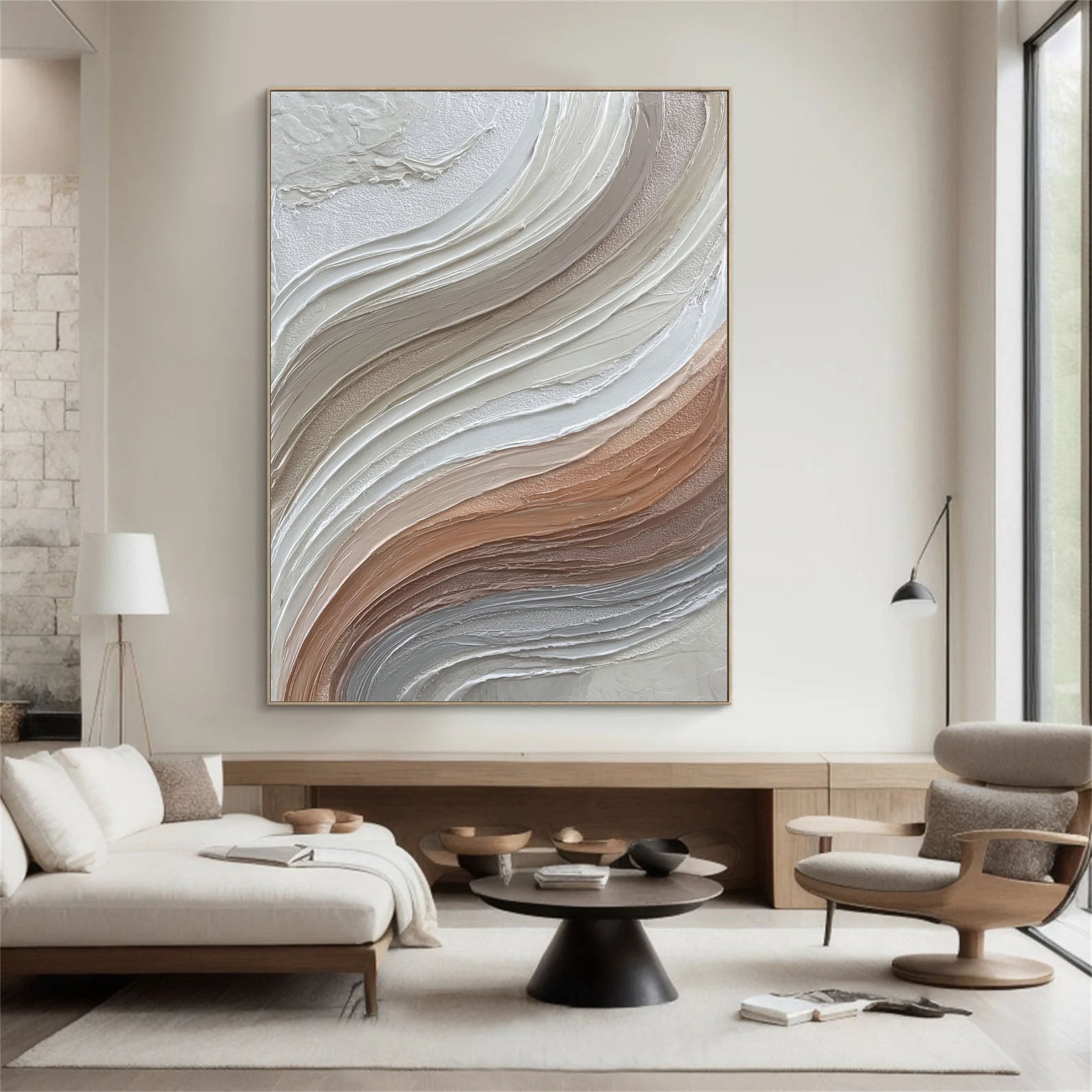 Textured Wave Serenity | Neutral Swirl
