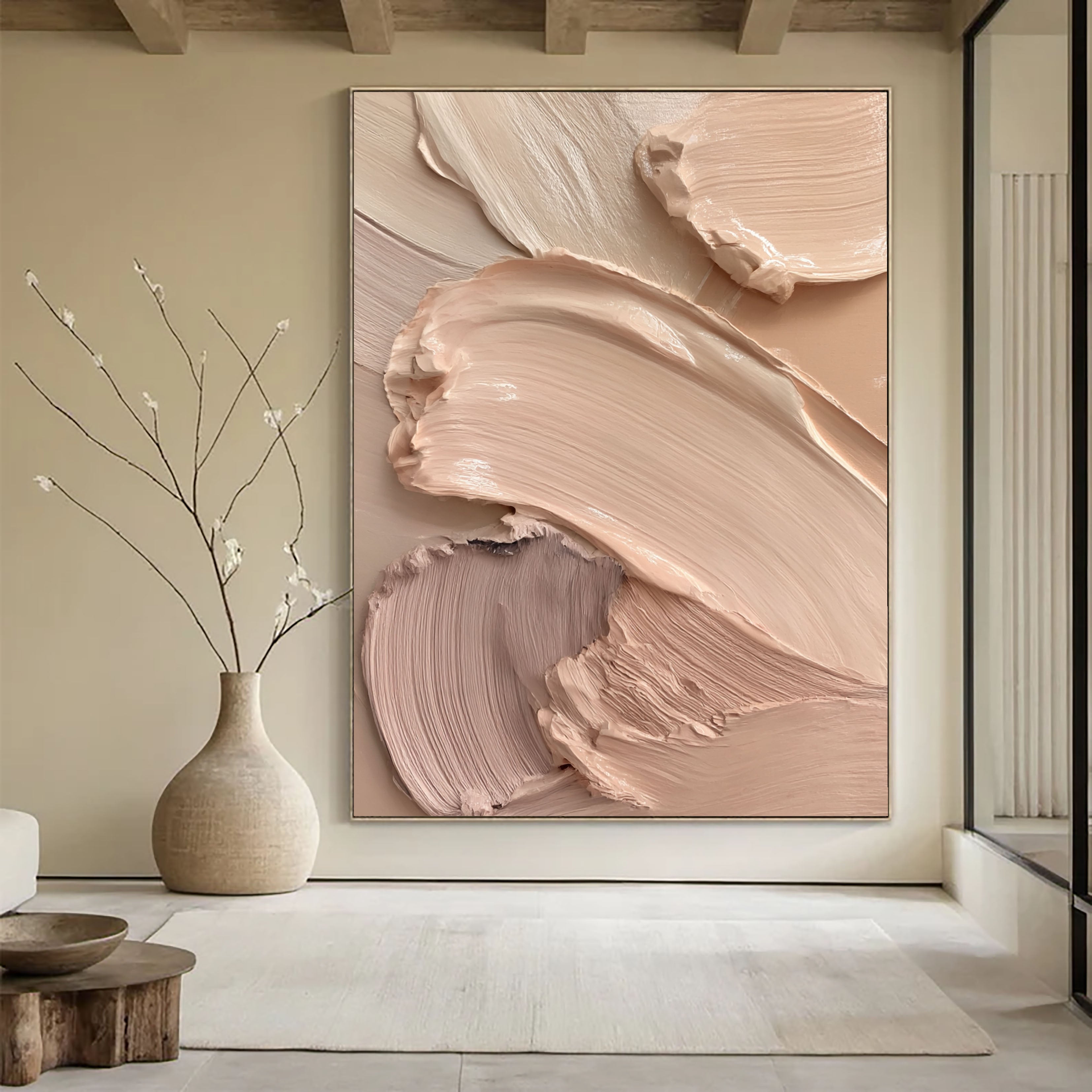 Textured Blush Opulence | Soft Swirls
