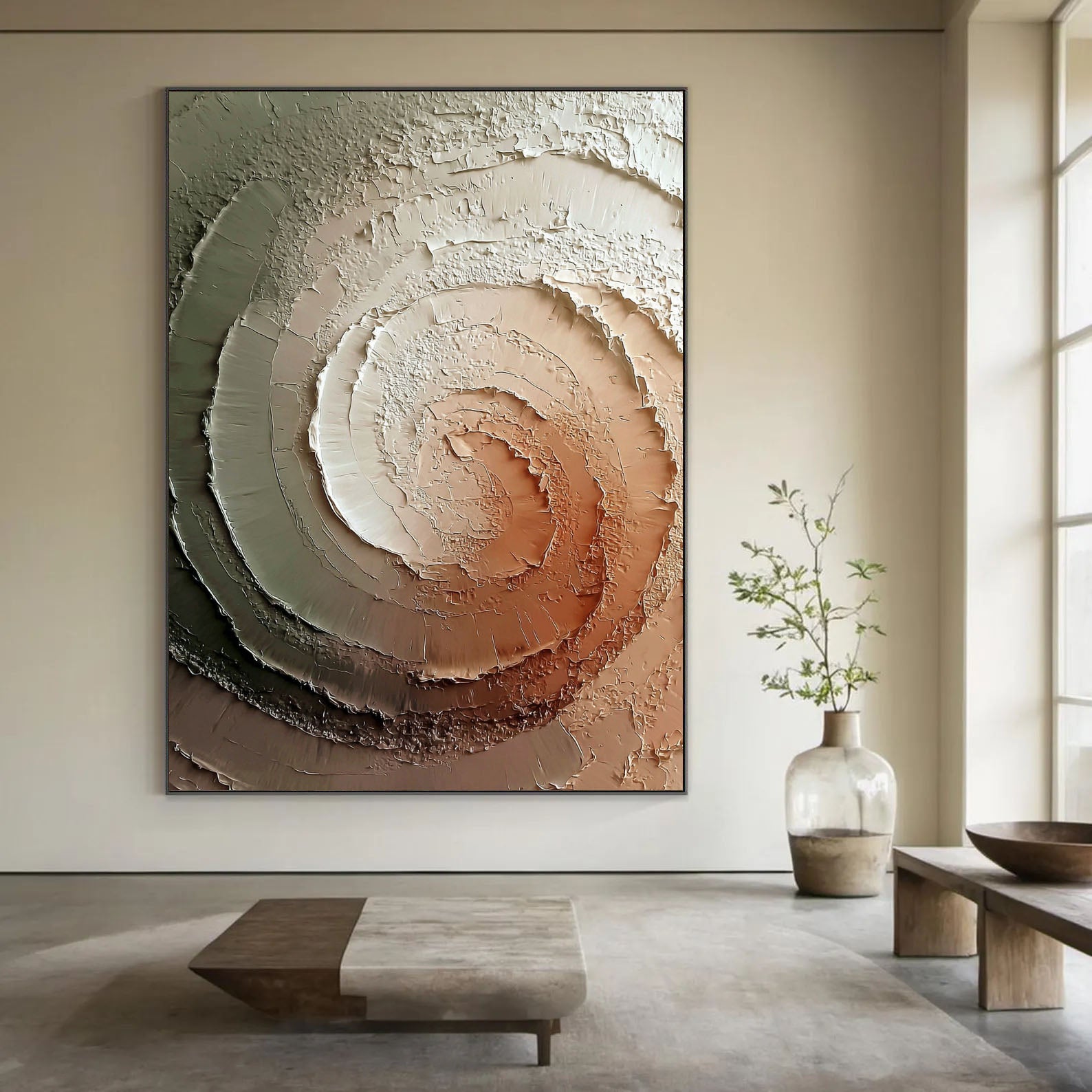 Textured Spiral Depth | Earthy Swirl