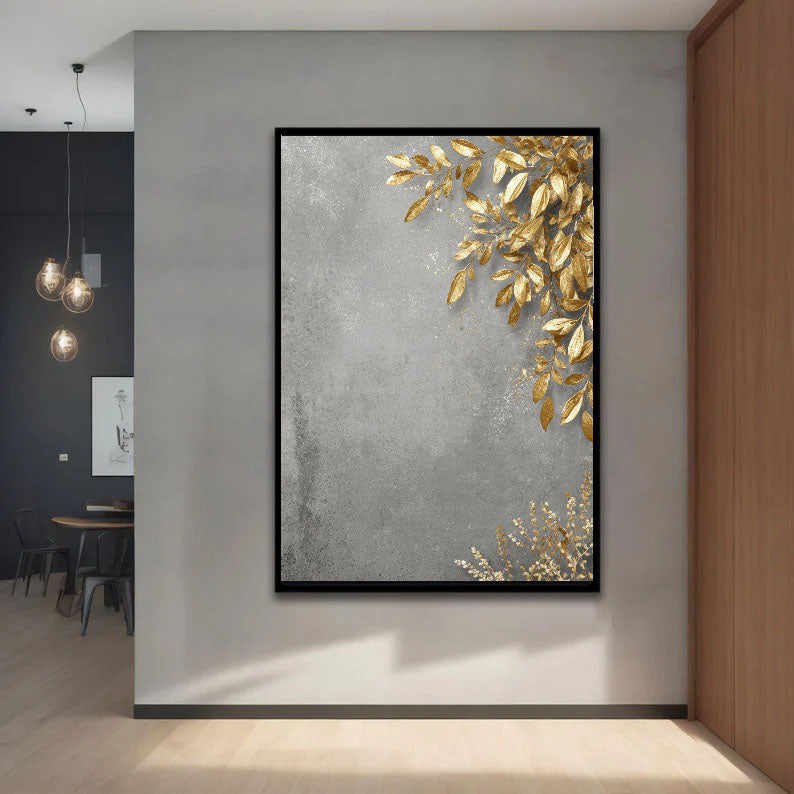 Gilded Foliage Opulence | Gray Backdrop