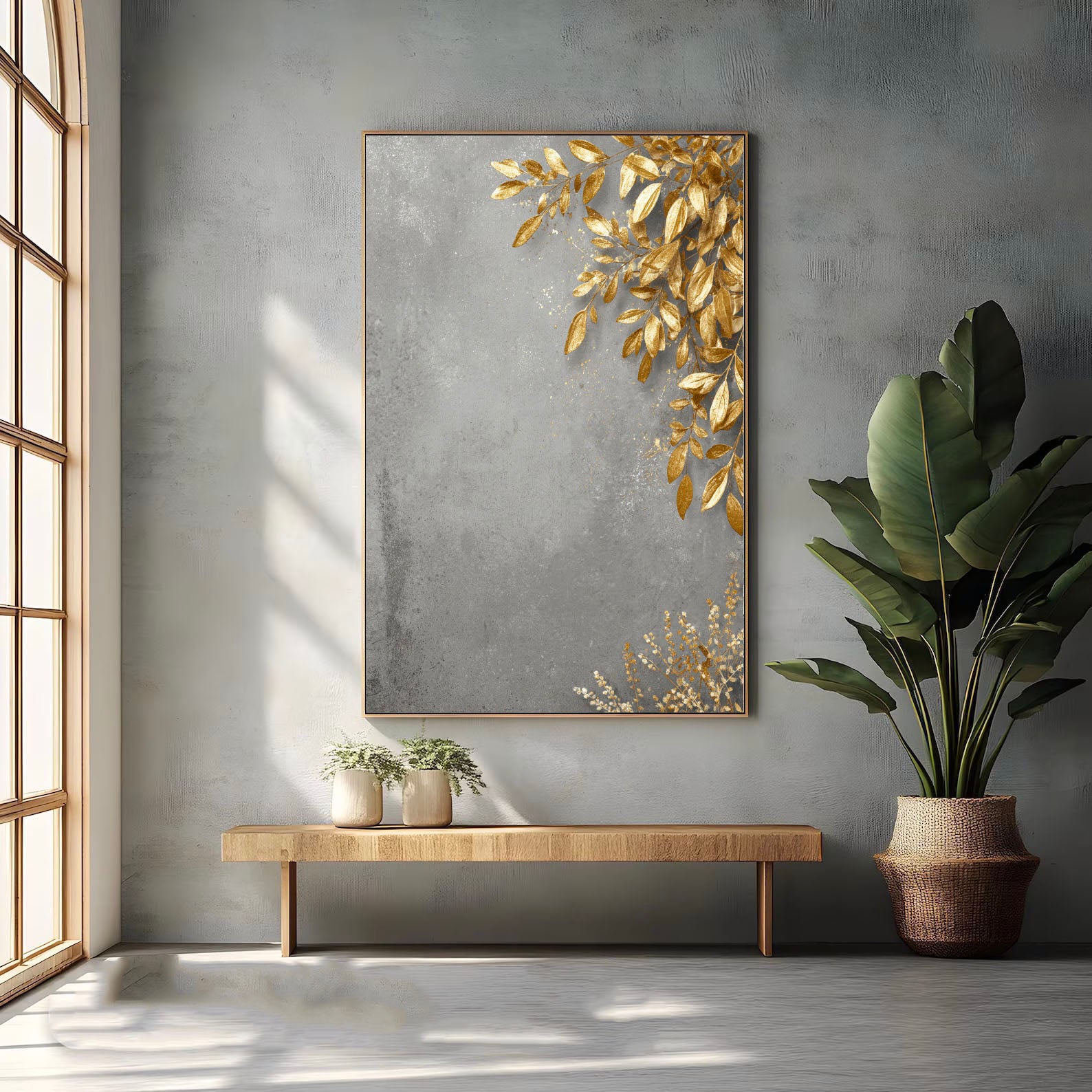 Gilded Foliage Opulence | Gray Backdrop