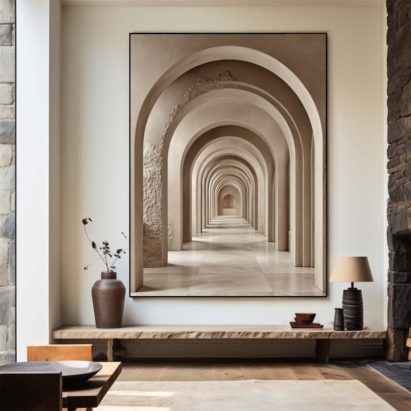 Textured Archway Serenity | Neutral Corridors