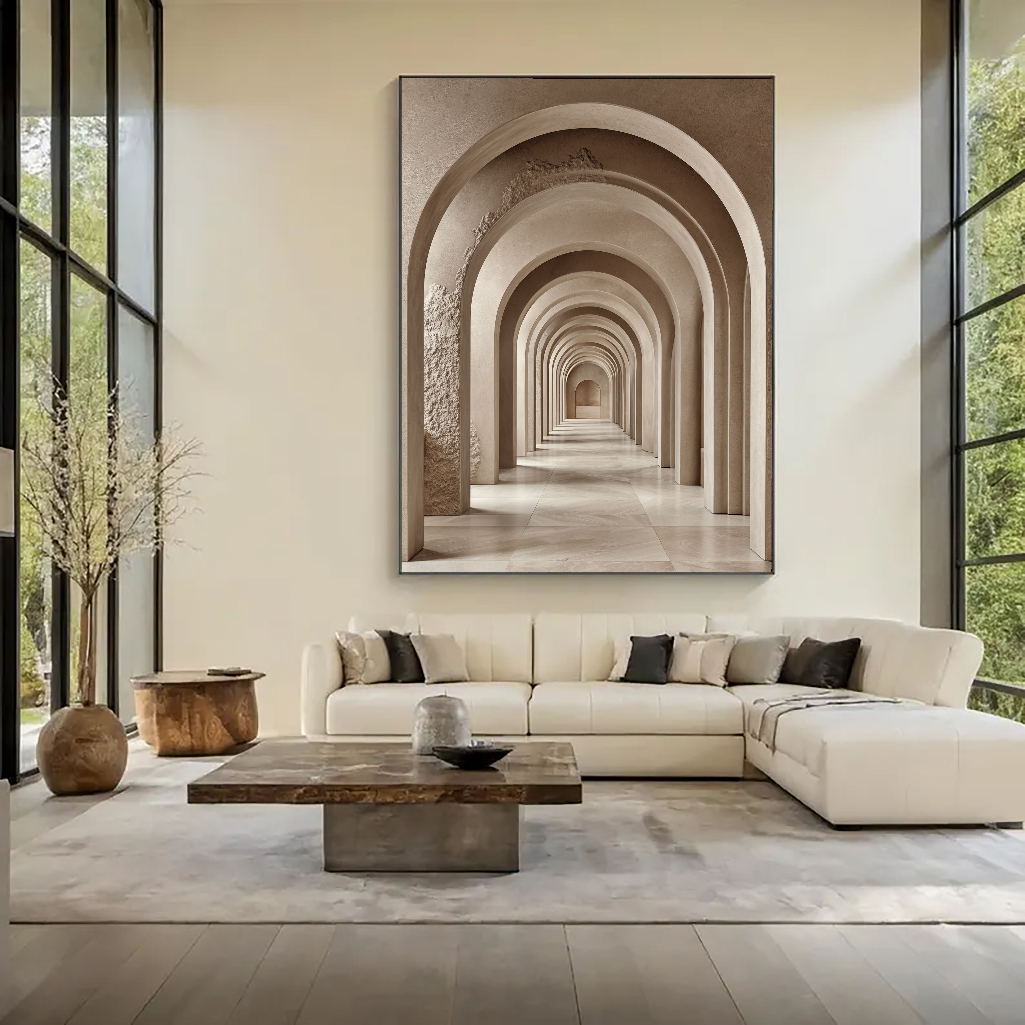 Textured Archway Serenity | Neutral Corridors