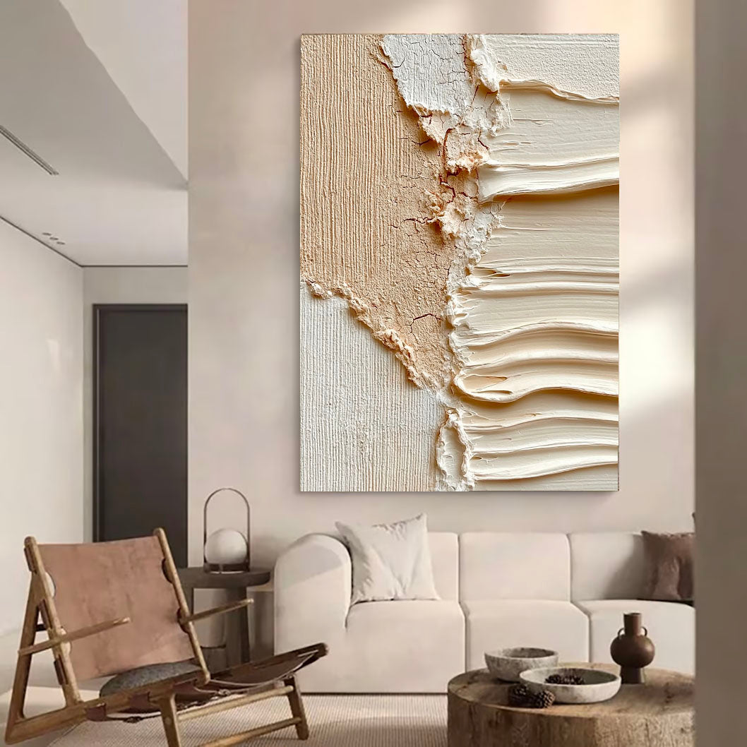 Textured Beige Undulation | Cream Ripples