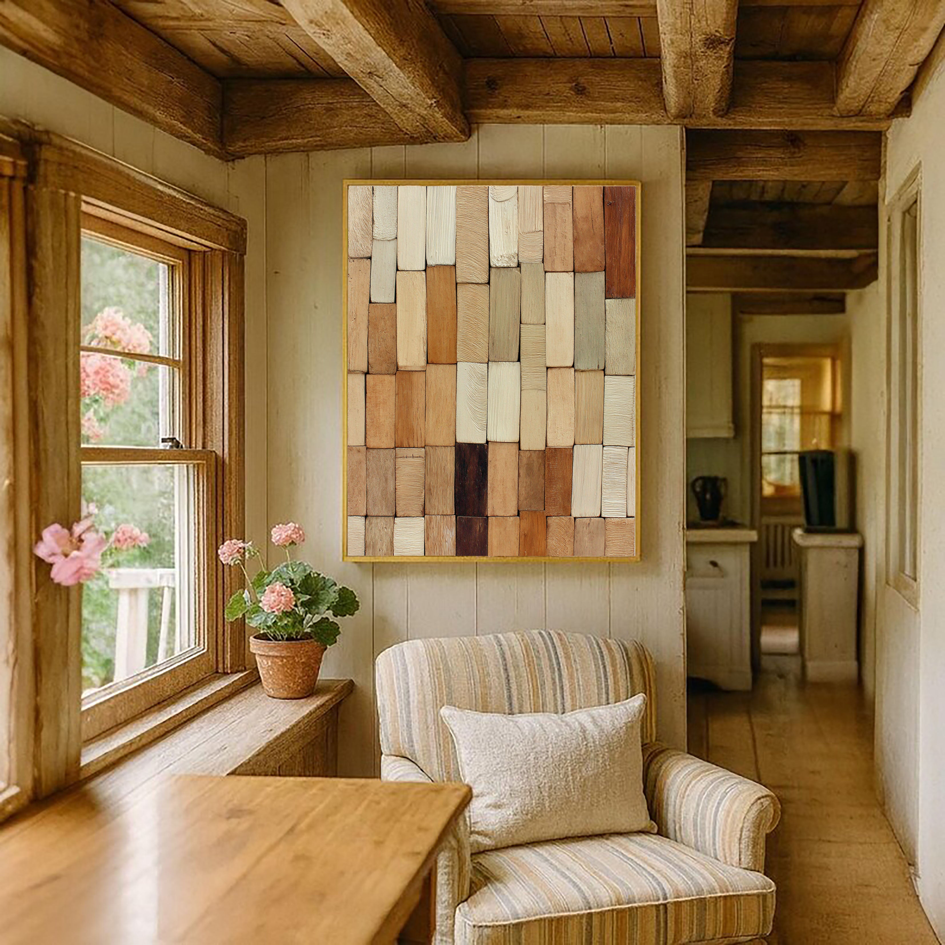 Textured Wooden Tiles | Earthy Hues