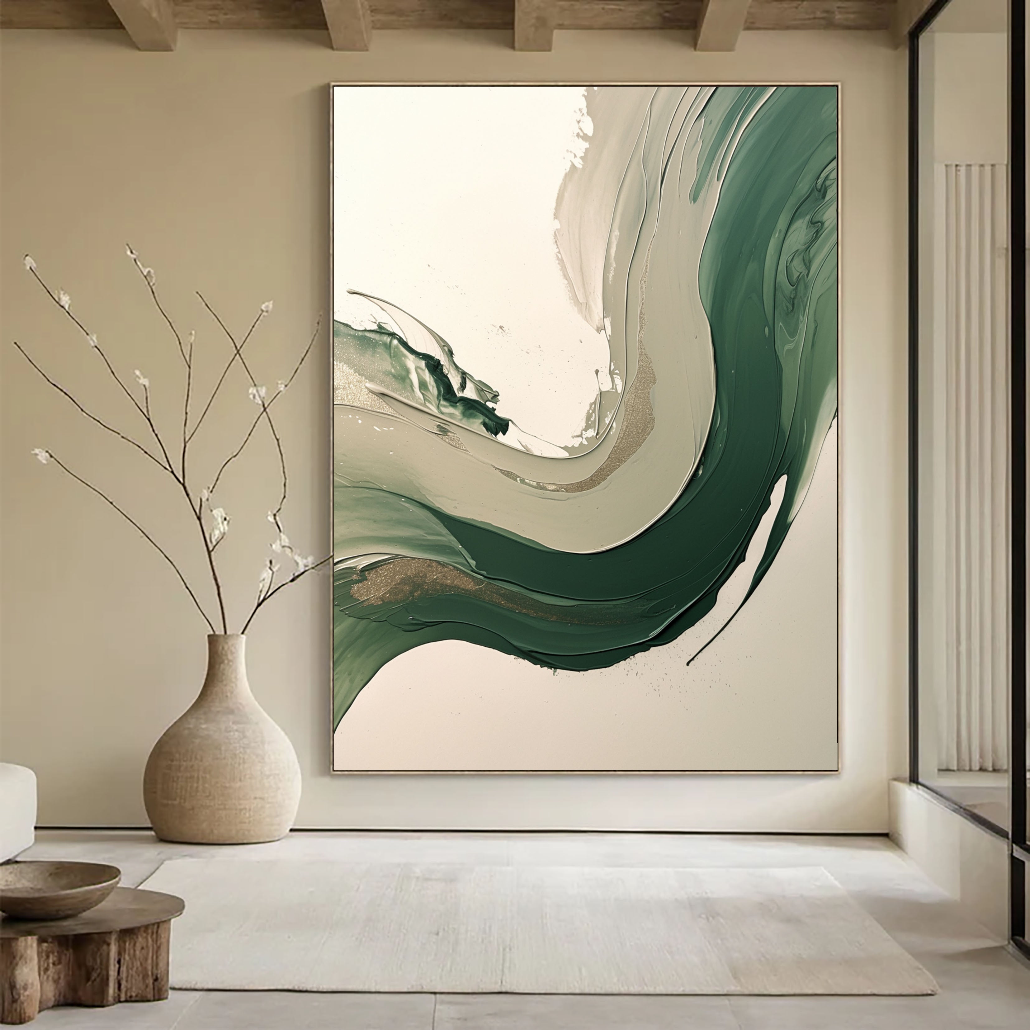 Textured Green Flow | Neutral Swirl