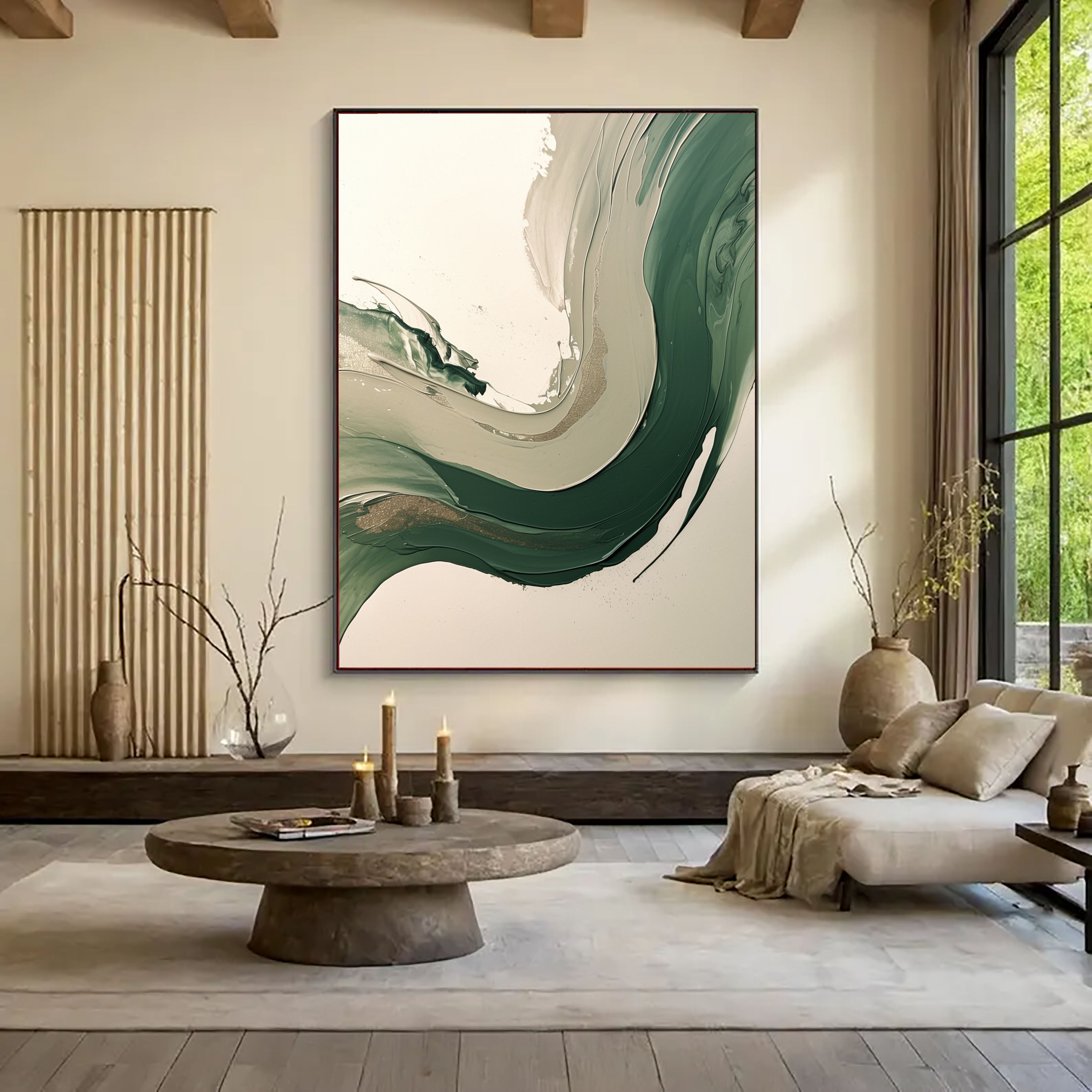 Textured Green Flow | Neutral Swirl
