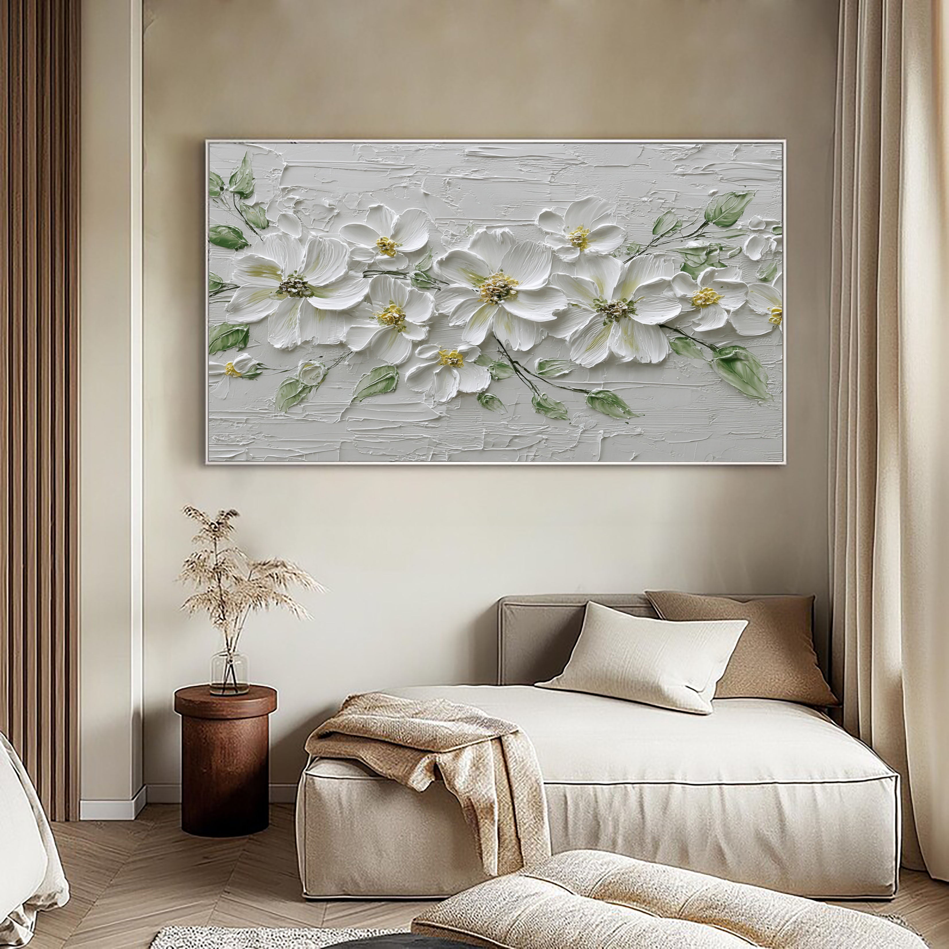 Textured Floral Grace | White Blooms