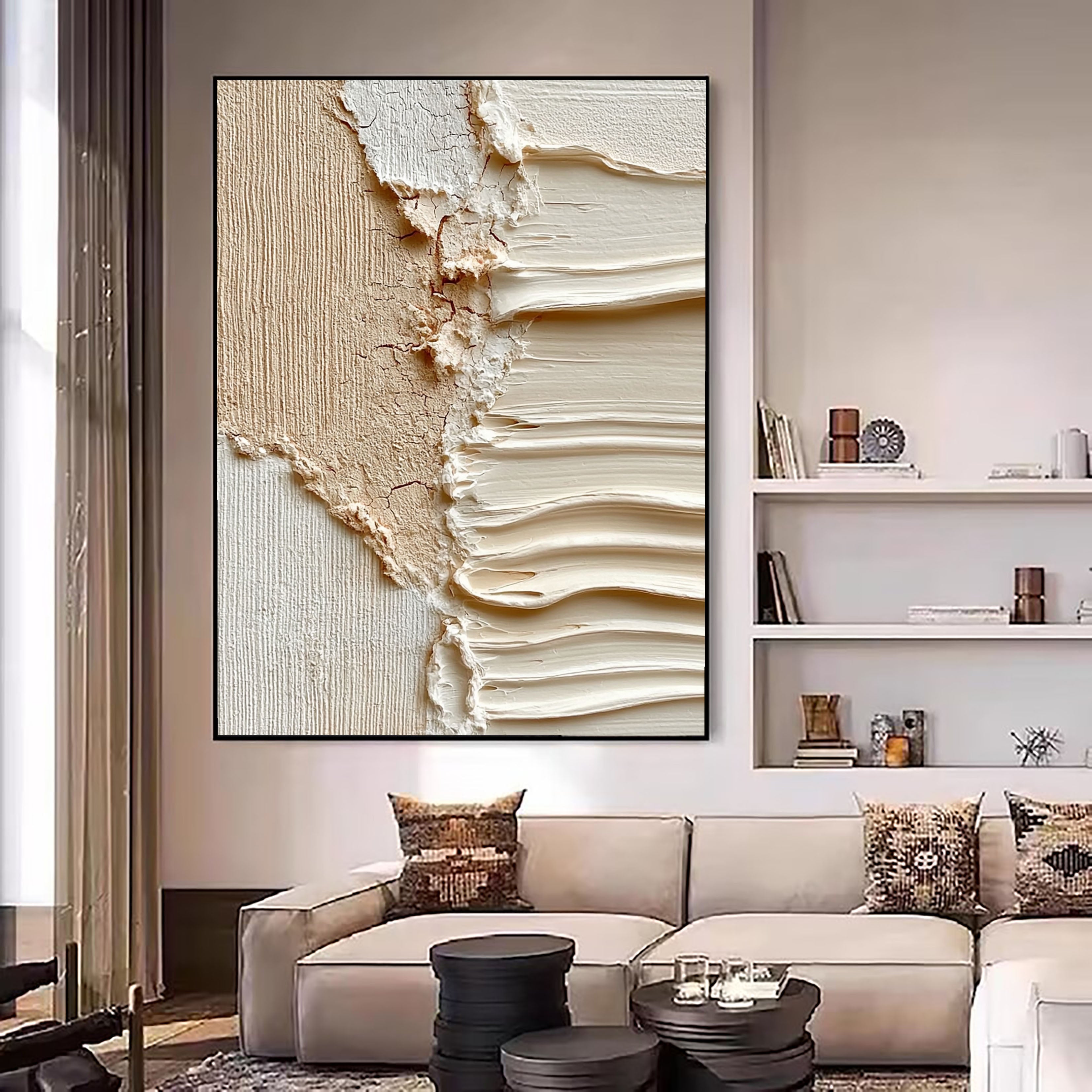 Textured Beige Undulation | Cream Ripples