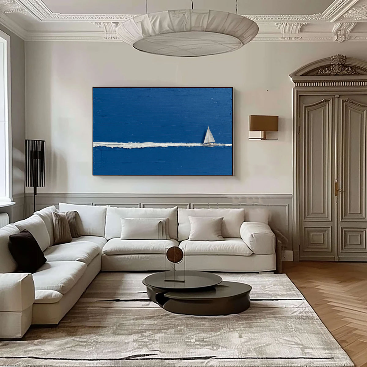 AtelierOil | Abstract Wall Art | Blue Waves Hand‑Painted Oil Painting