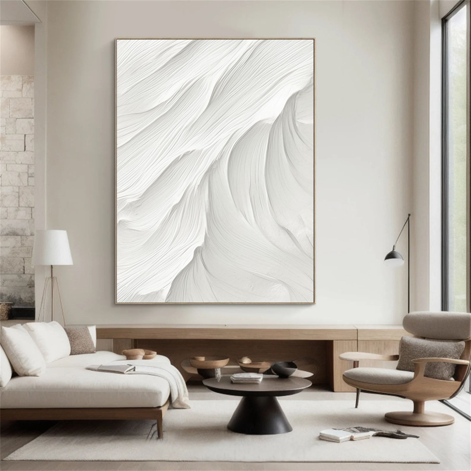 Textured White Flow | Minimalist Wave