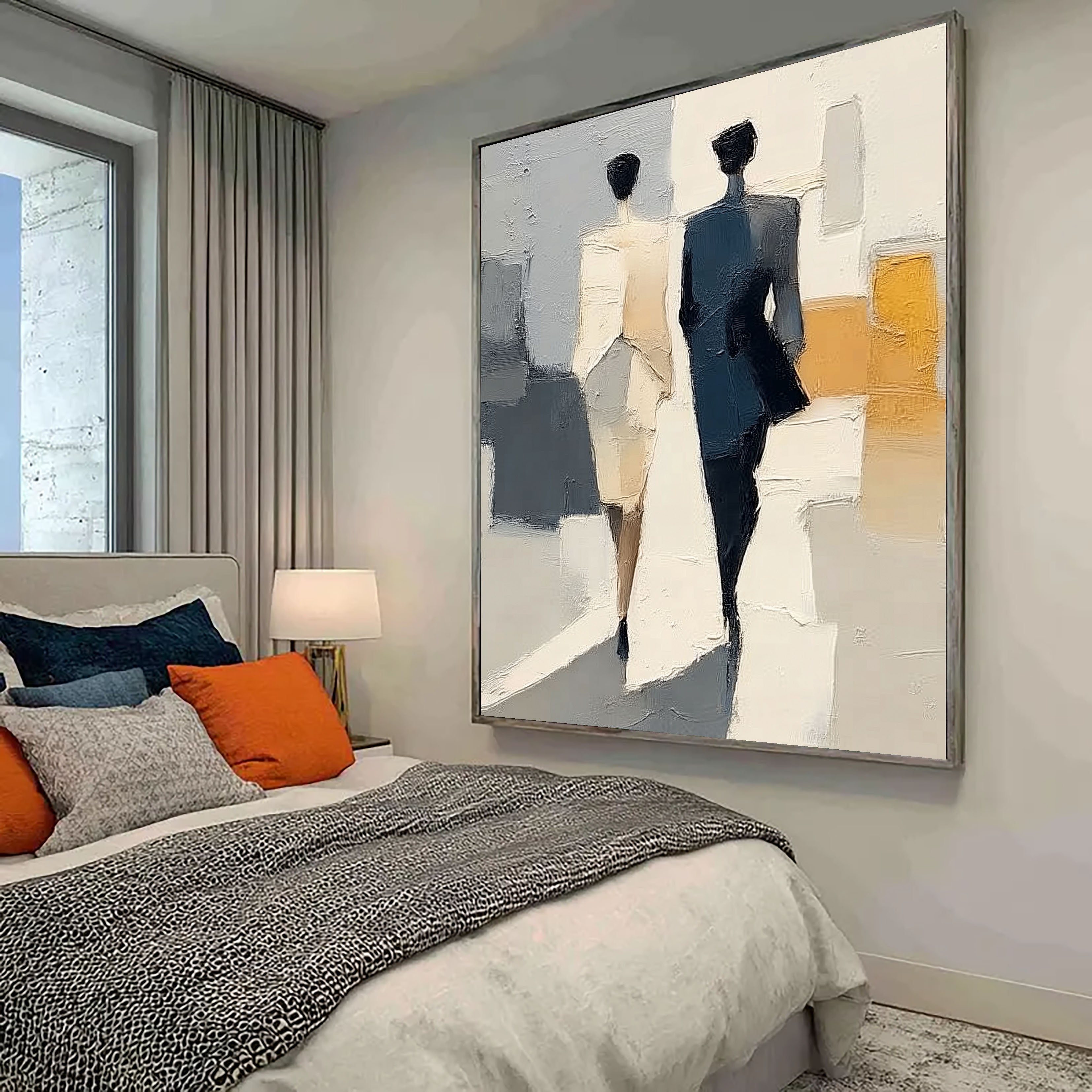 Silhouetted Figures Stroll | Urban Hues