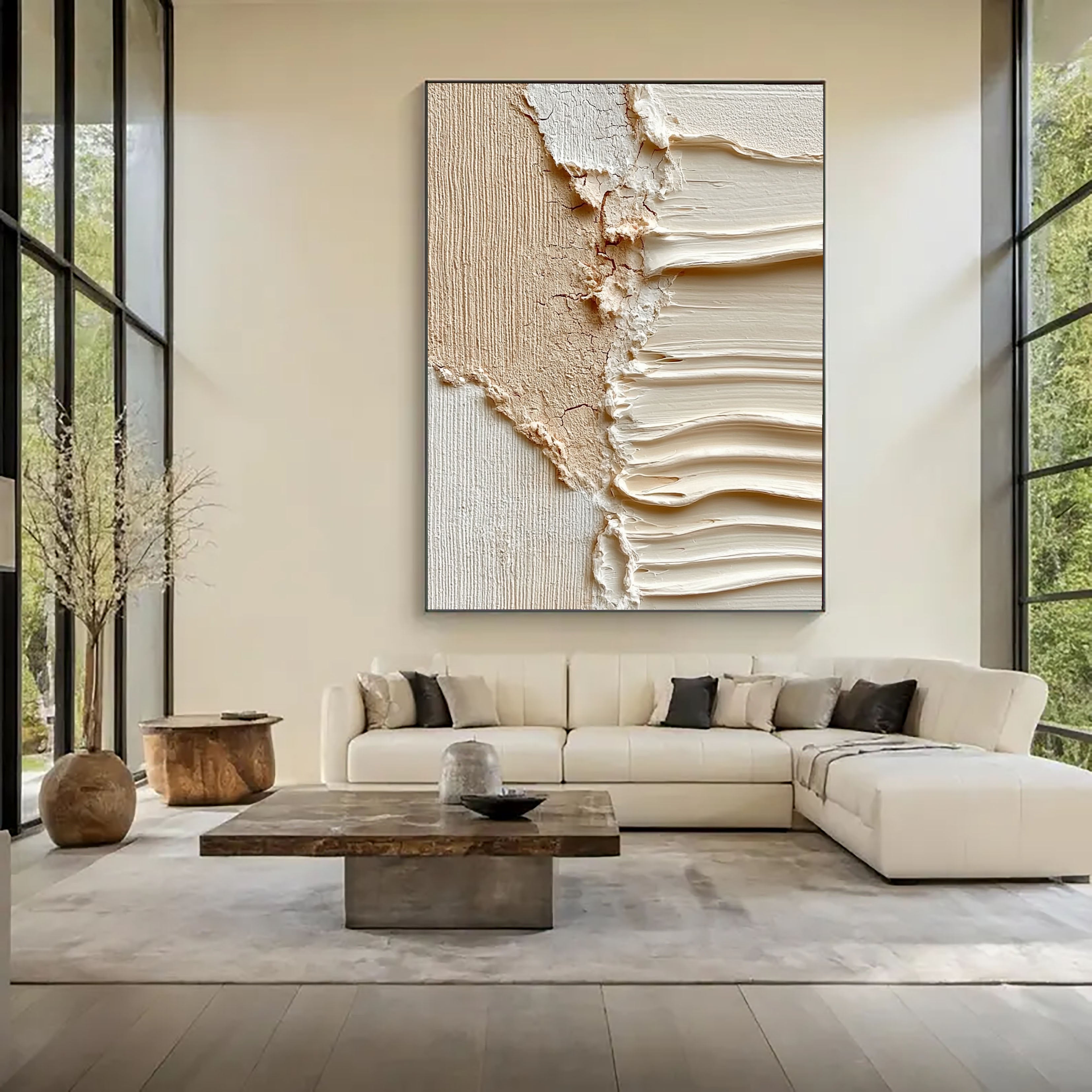 Textured Beige Undulation | Cream Ripples