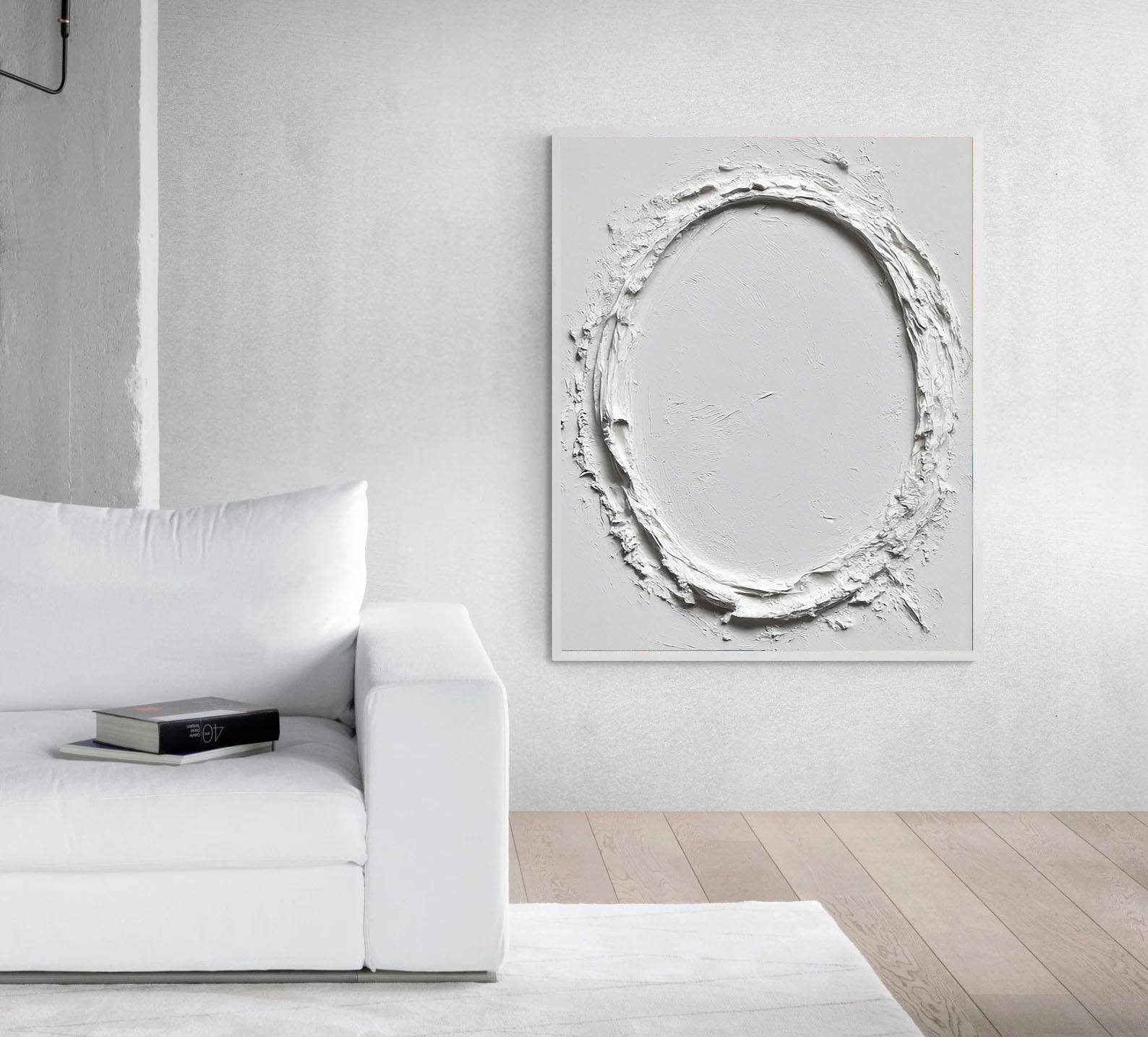 Textured Oval Contour | White Silhouette