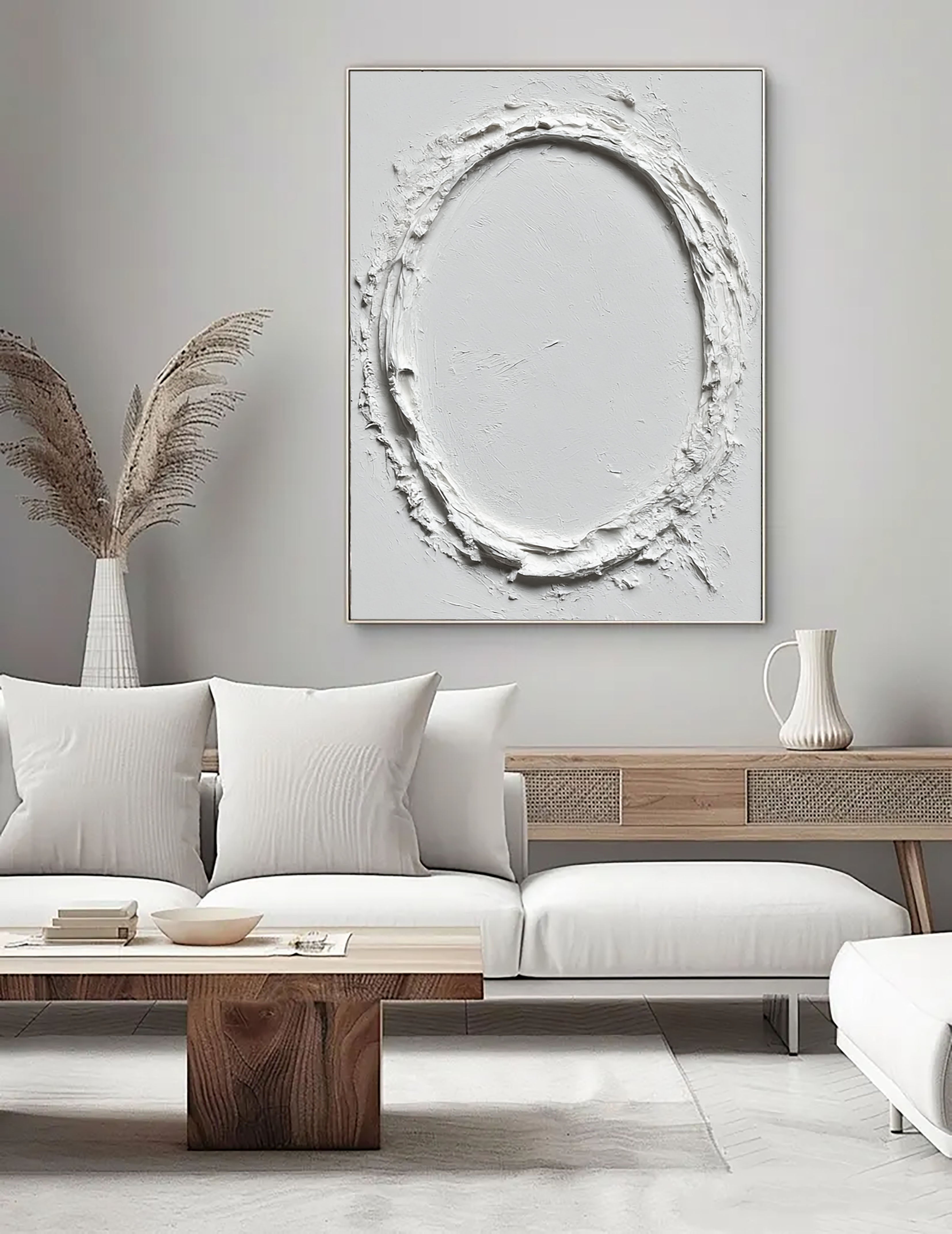 Textured Oval Contour | White Silhouette