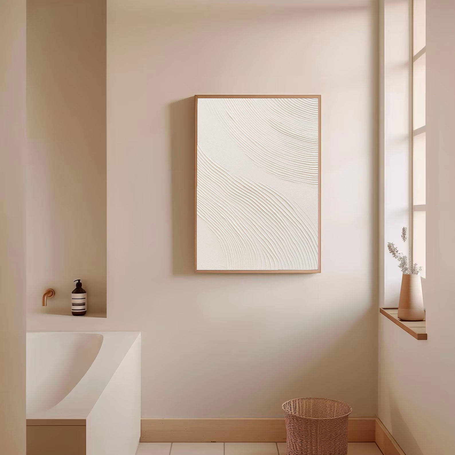 Textured White Rhythm | Beige Wave