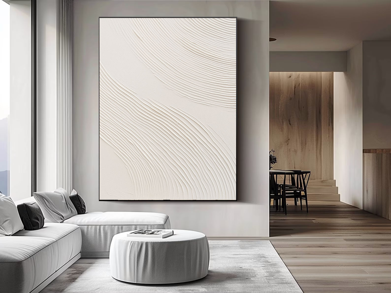 Textured White Rhythm | Beige Wave