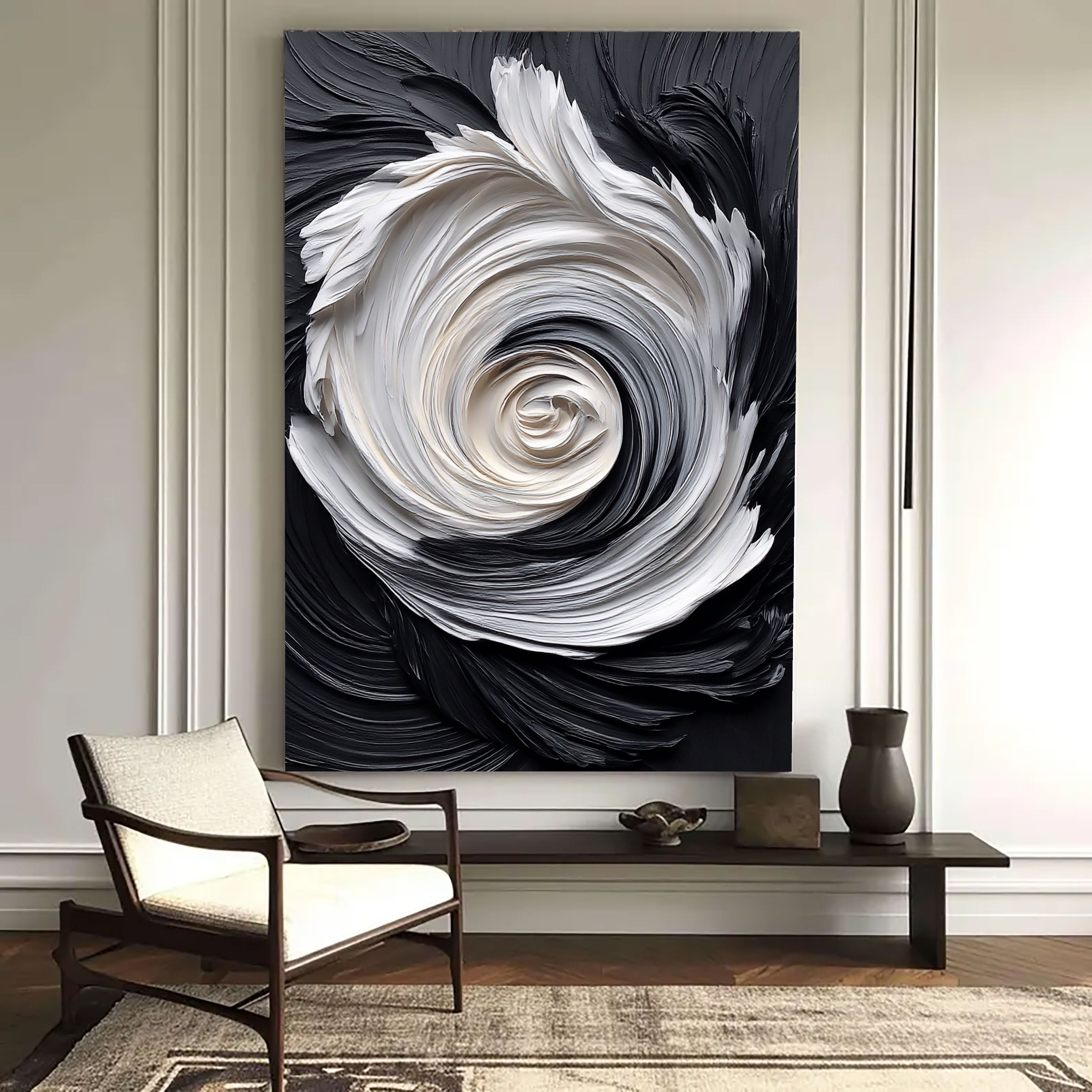 Textured Spiral Opulence | Monochrome Swirl