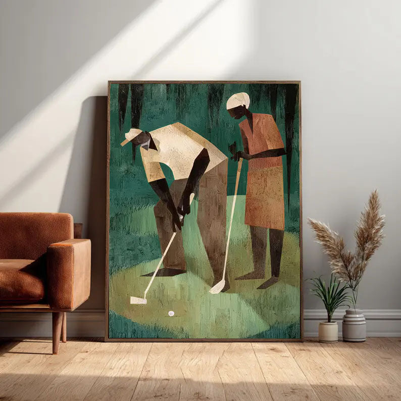Geometric Golf Scene | Earth & Green