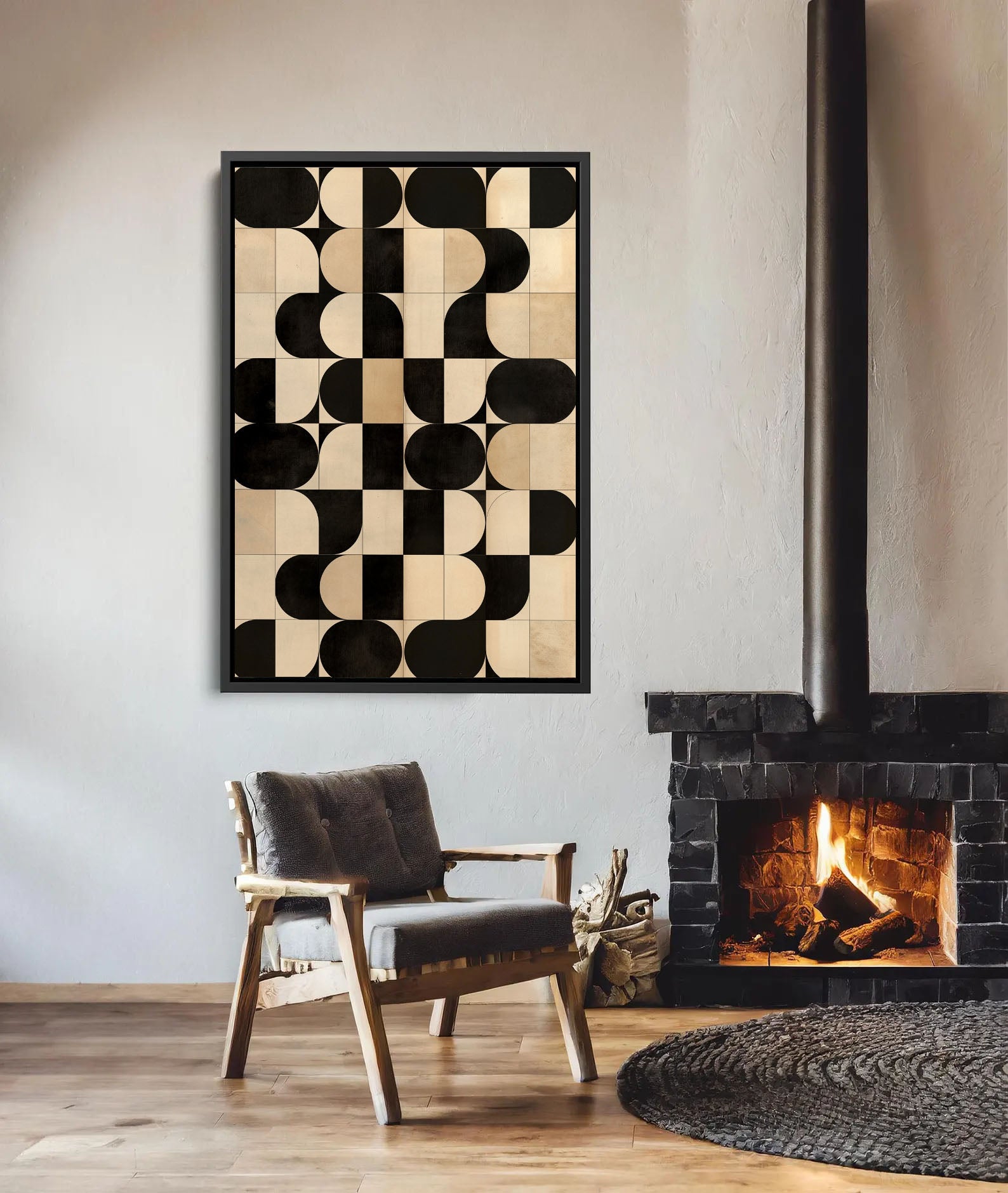 Textured Geometric Mosaic | Black Beige