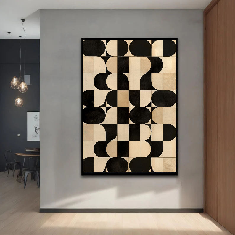 Textured Geometric Mosaic | Black Beige