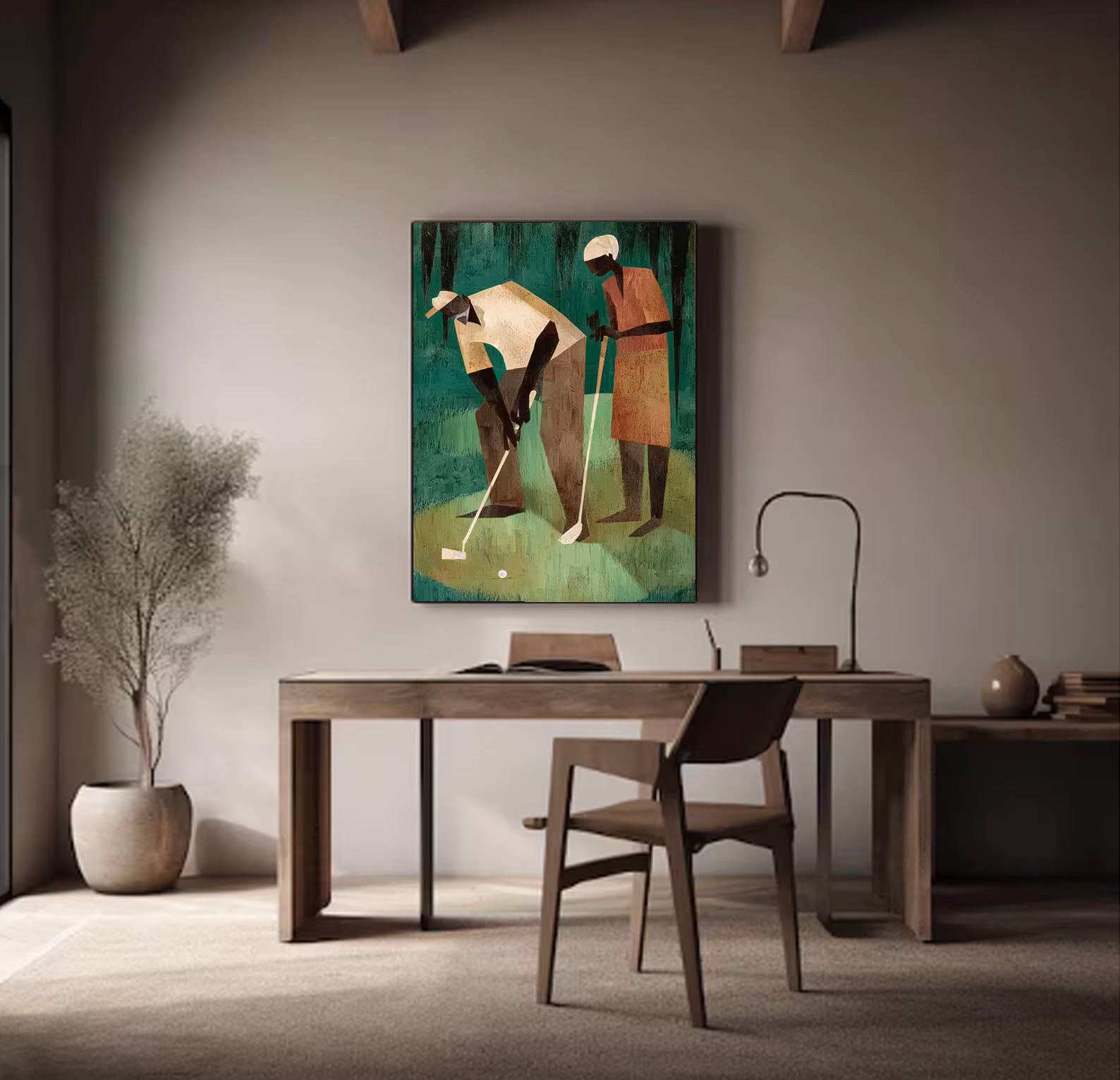Geometric Golf Scene | Earth & Green