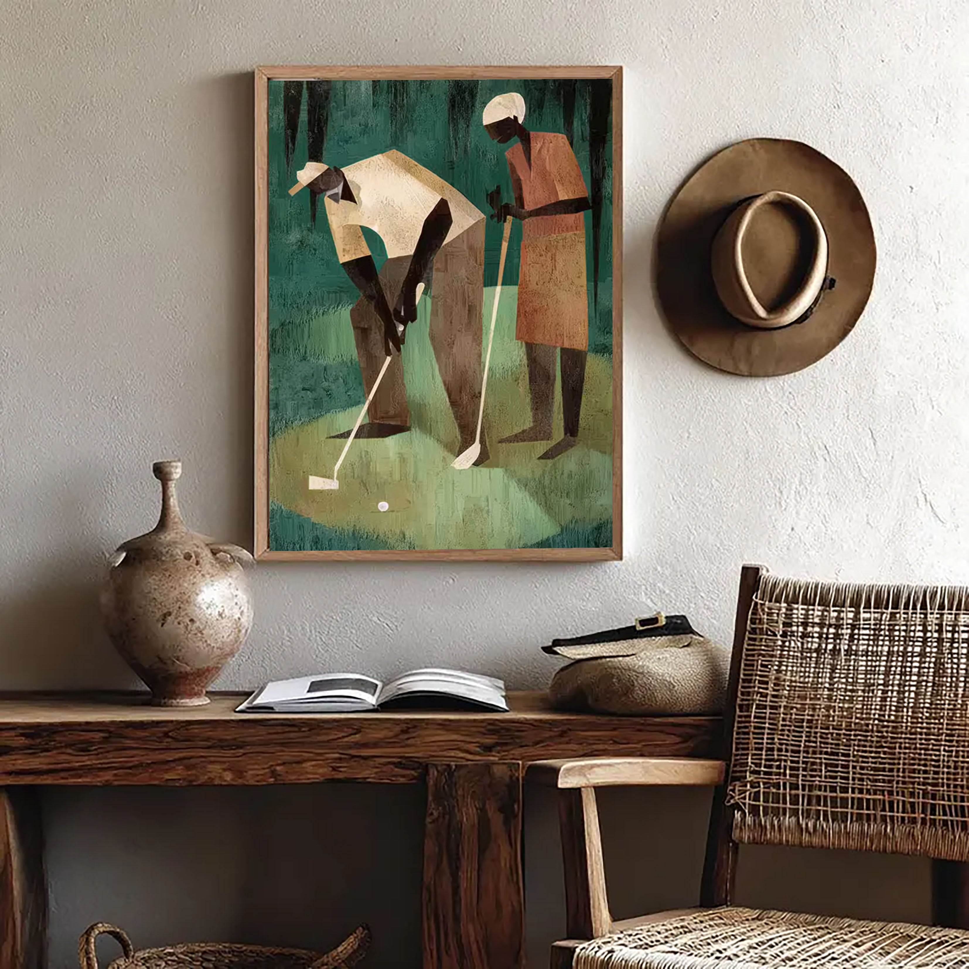 Geometric Golf Scene | Earth & Green