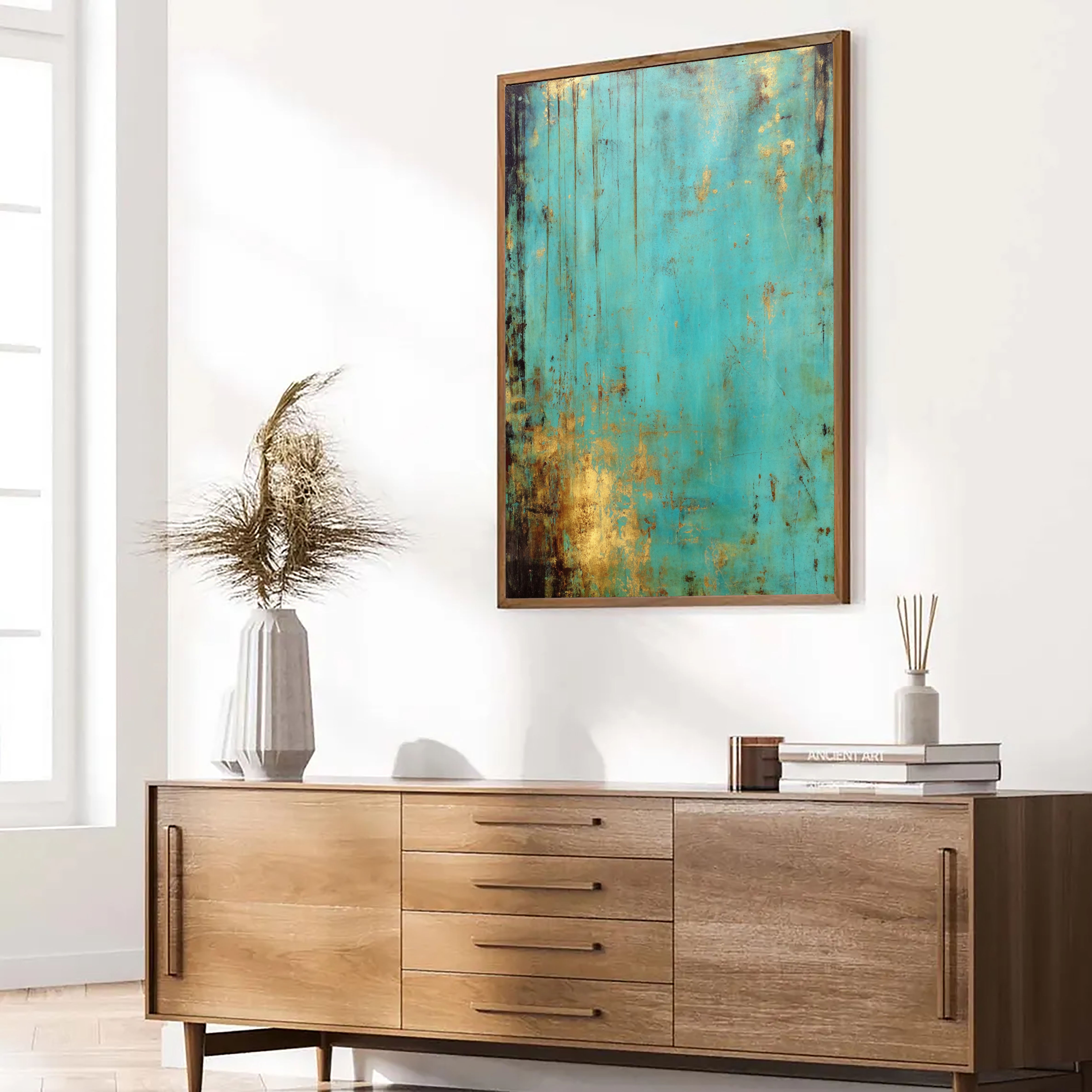 Textured Teal Patina | Gilded Streaks