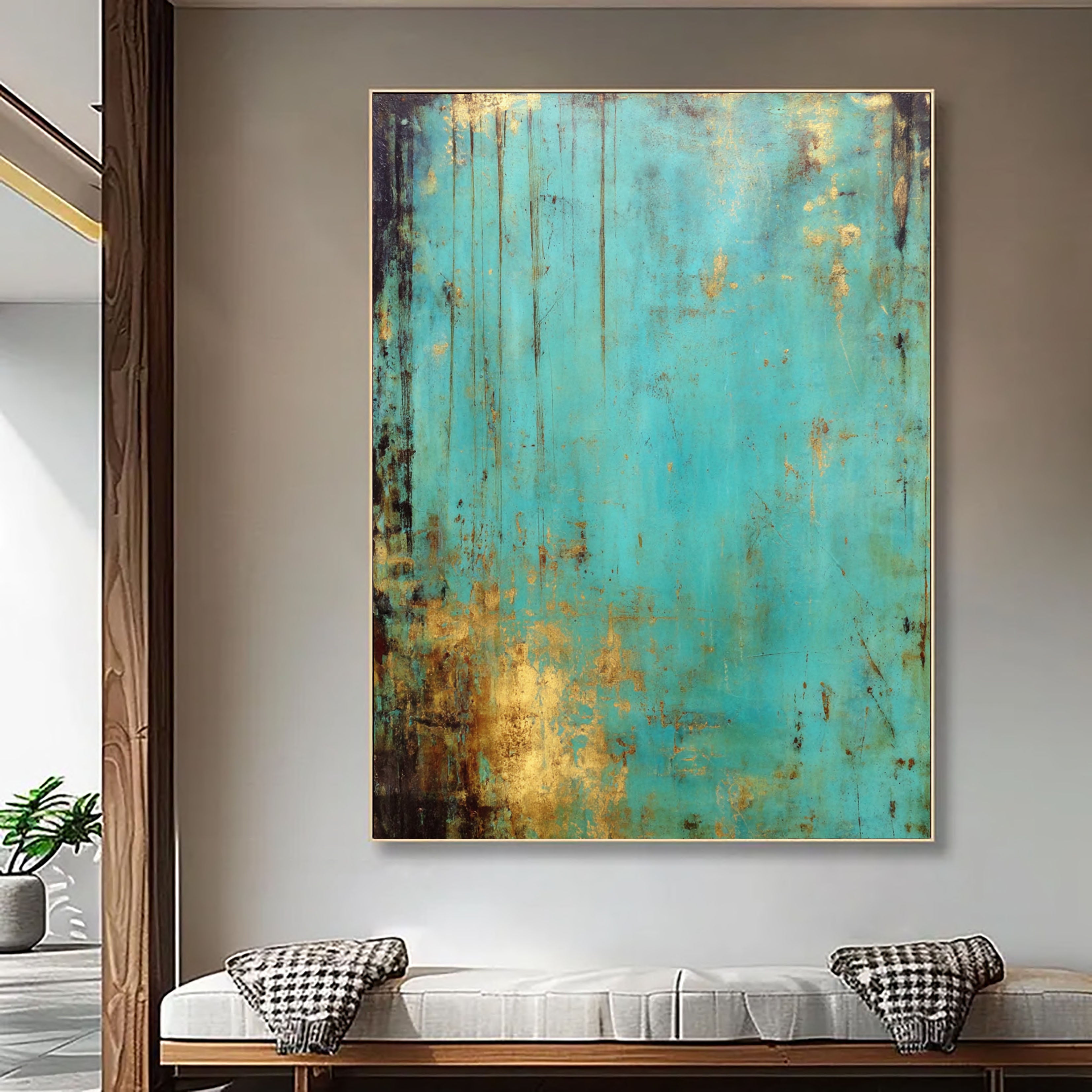 Textured Teal Patina | Gilded Streaks
