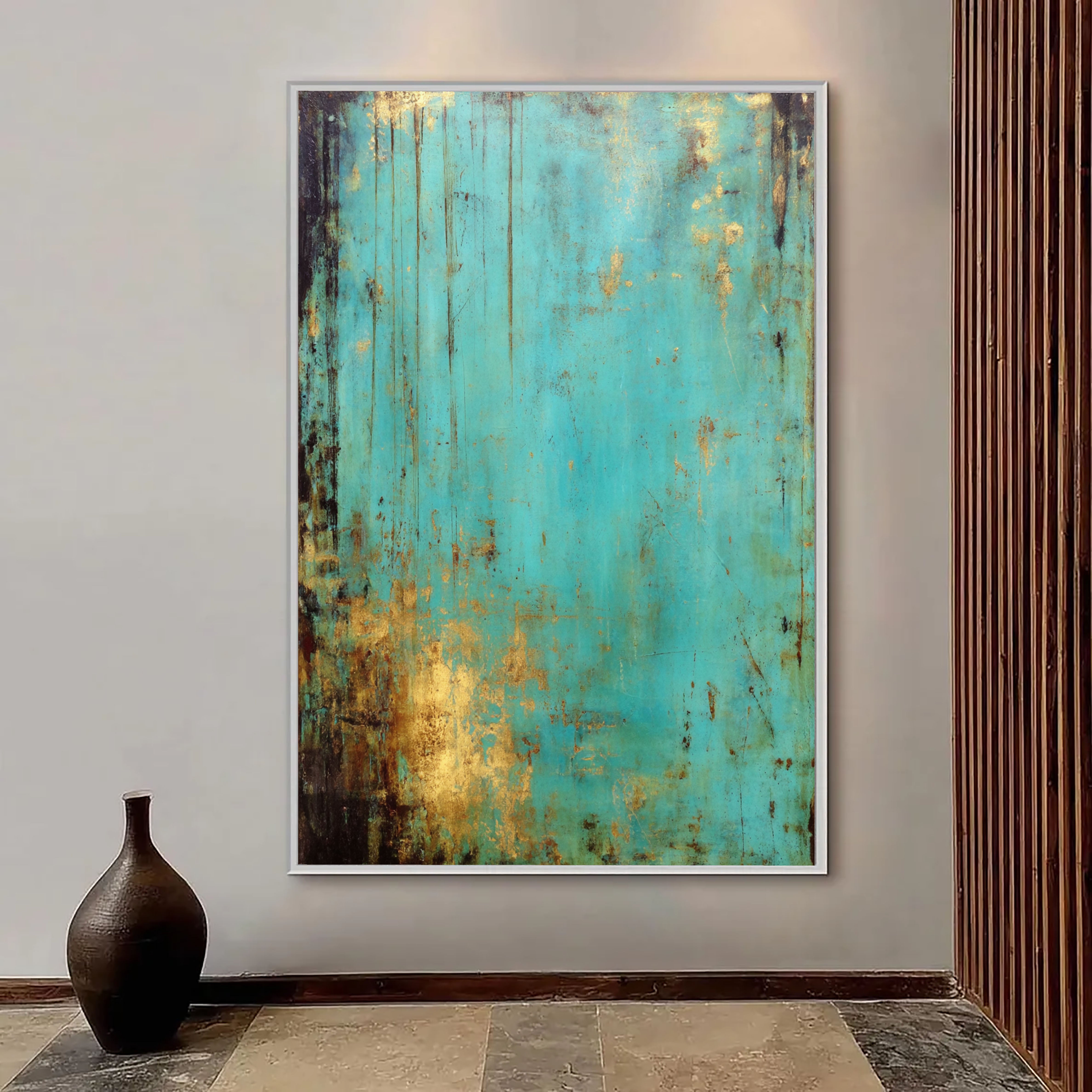Textured Teal Patina | Gilded Streaks