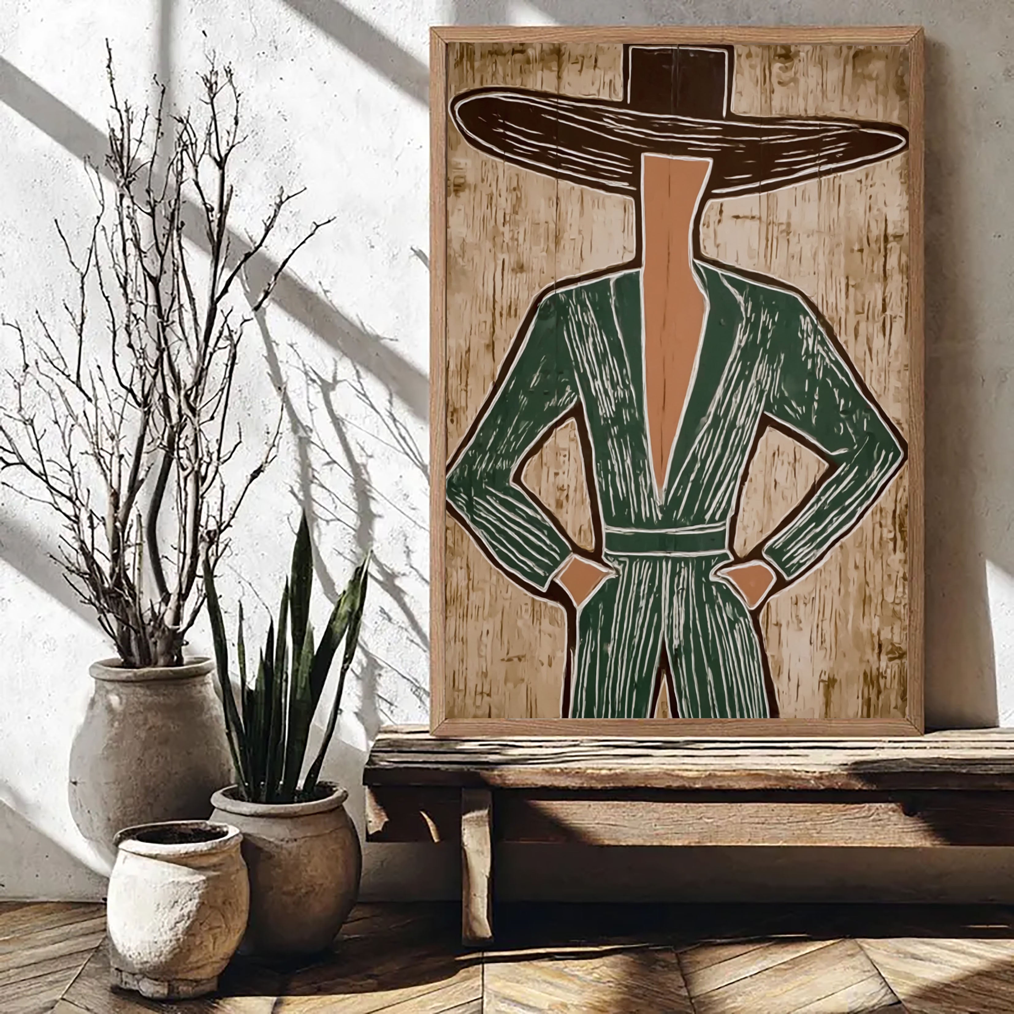 Elegant Figural Ensemble | Striped Silhouettes