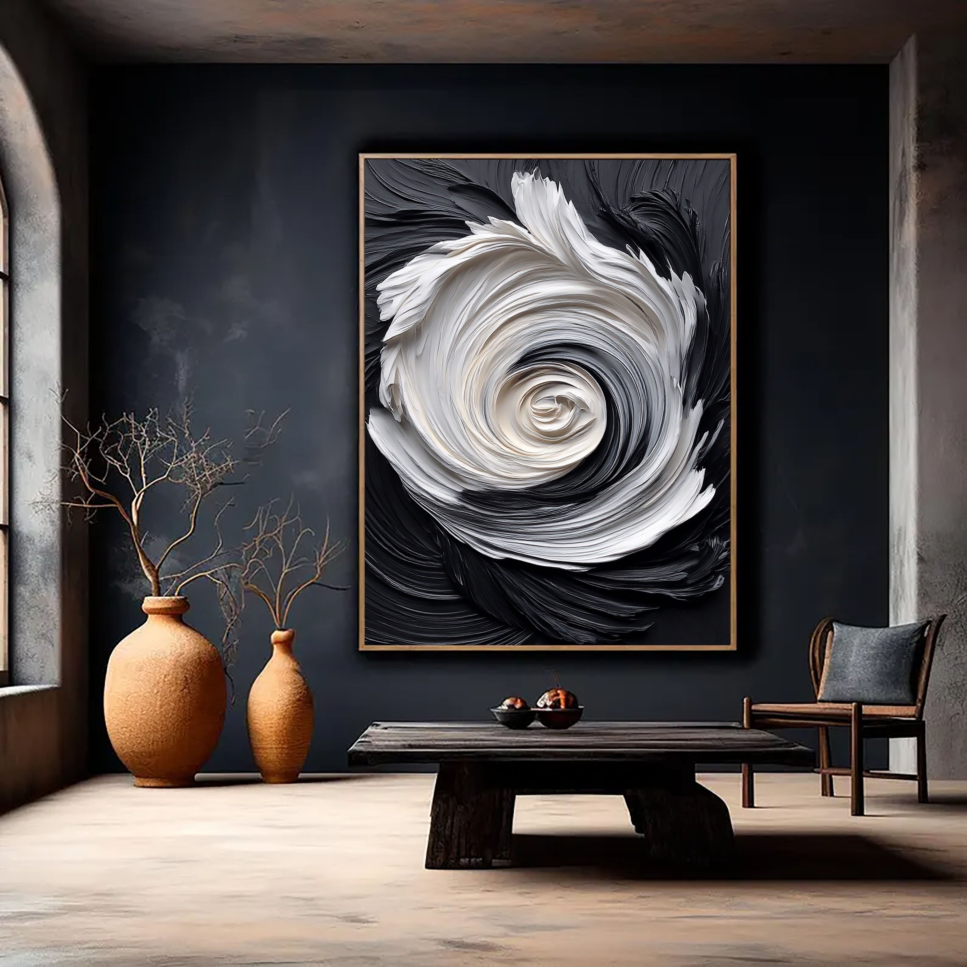 Textured Spiral Opulence | Monochrome Swirl
