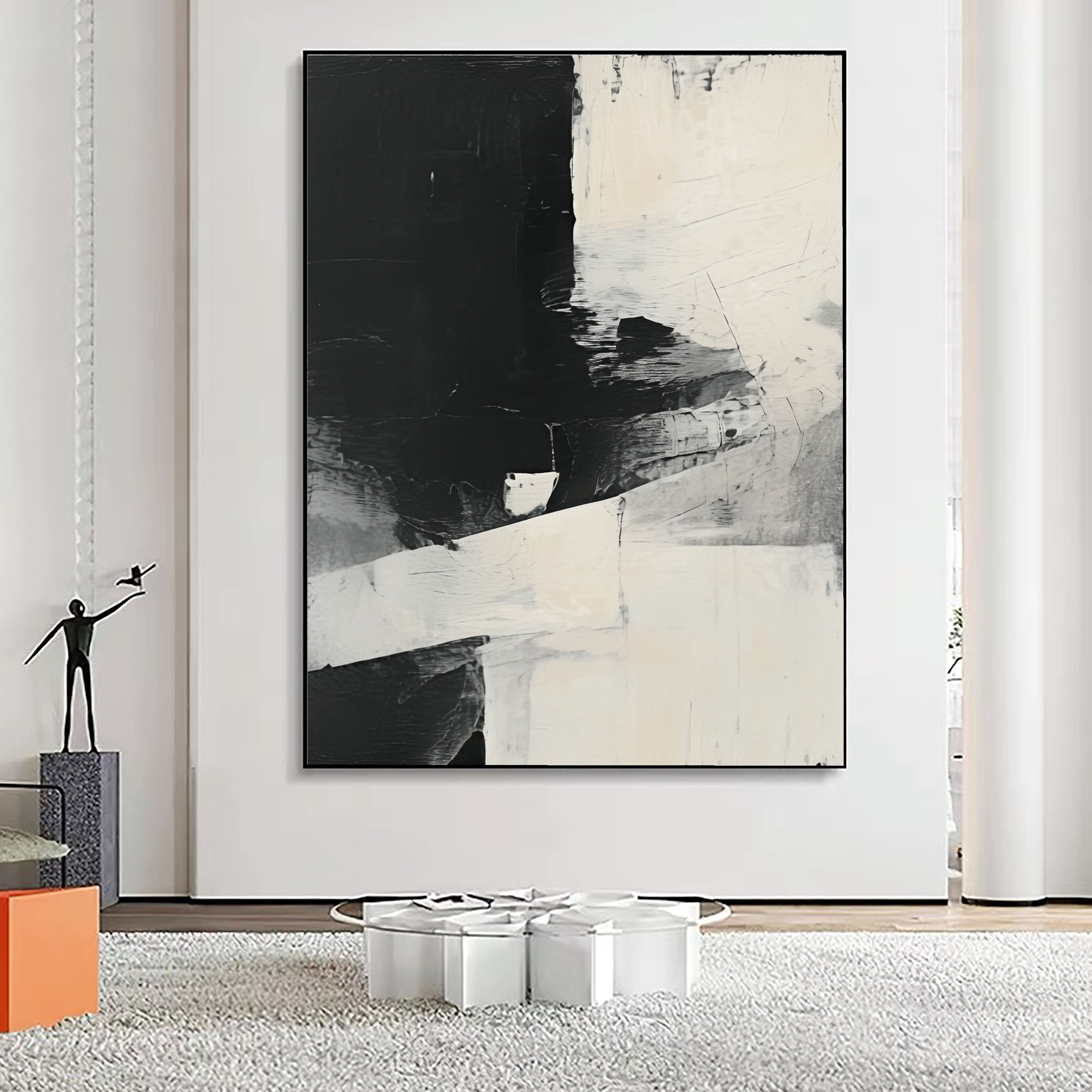 Textured Monochrome Blocks | Black Beige