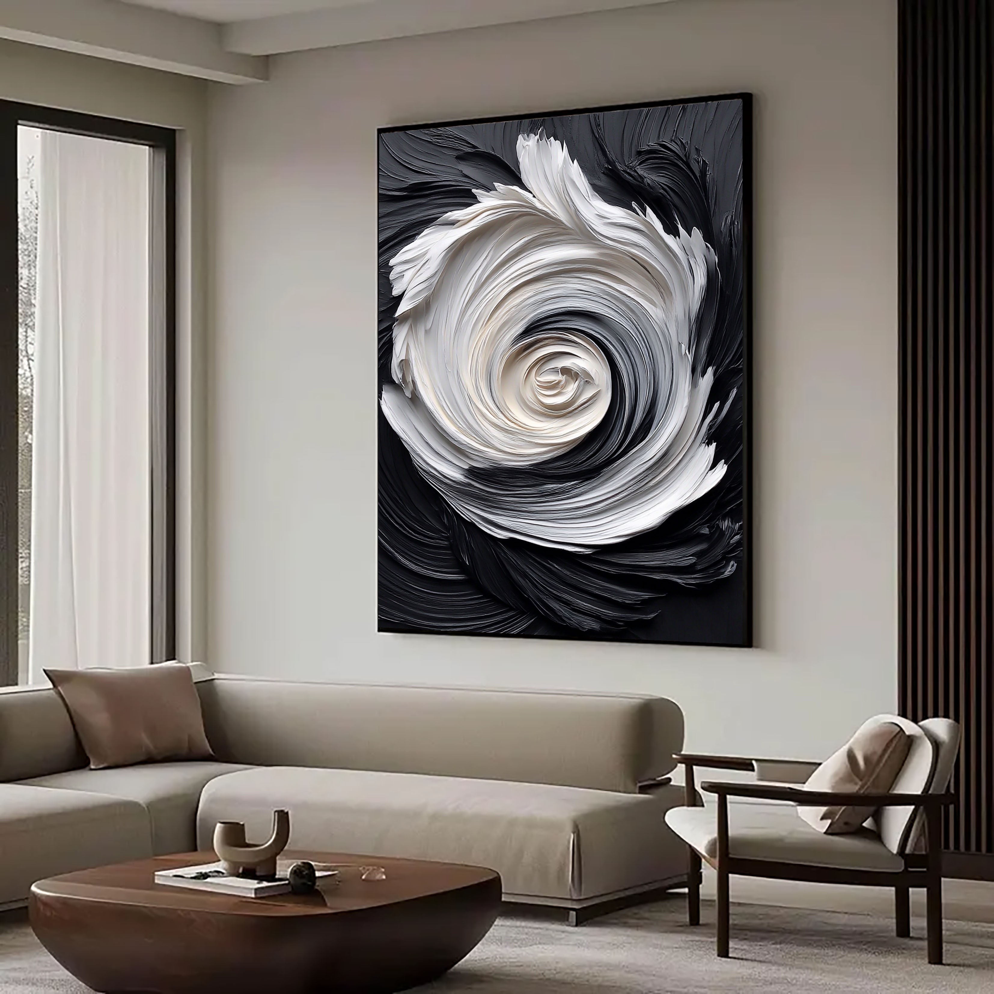 Textured Spiral Opulence | Monochrome Swirl