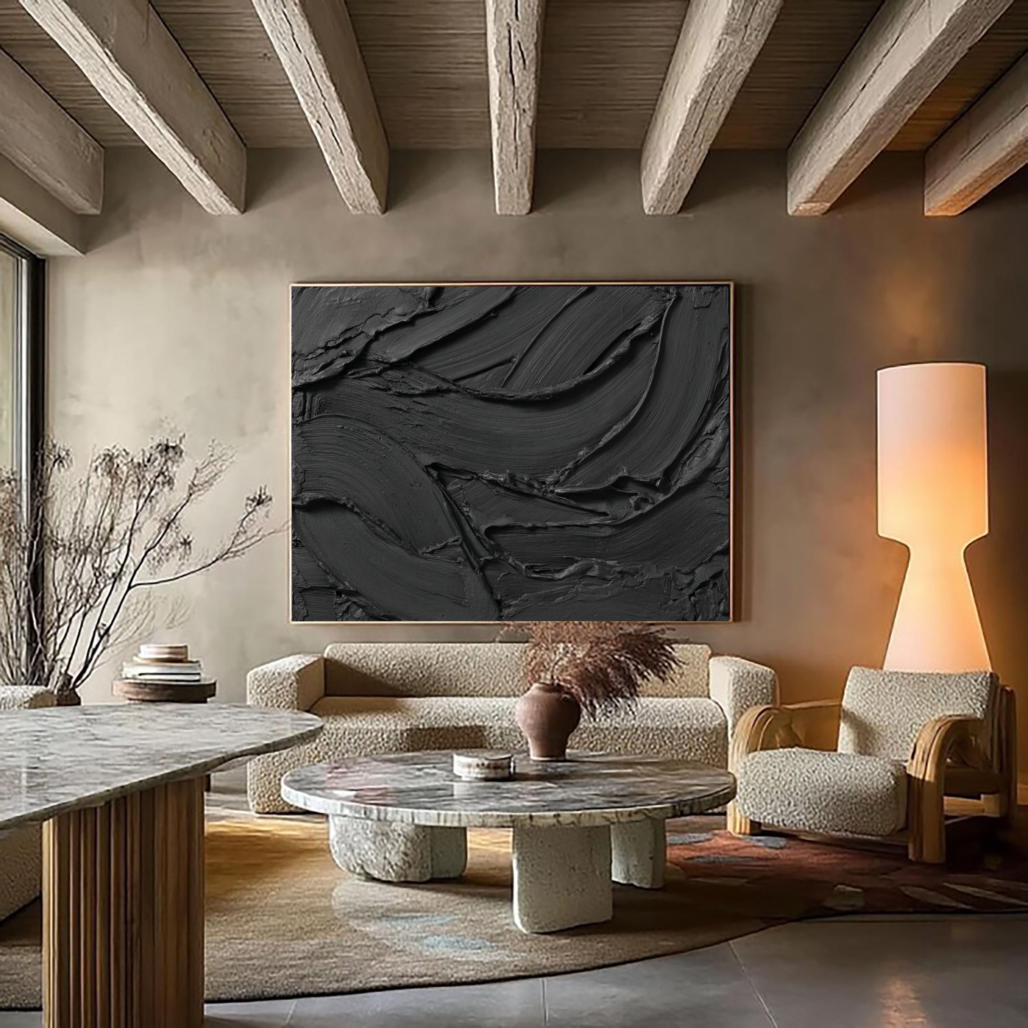 Textured Ebony Swirls | Dark Cascades