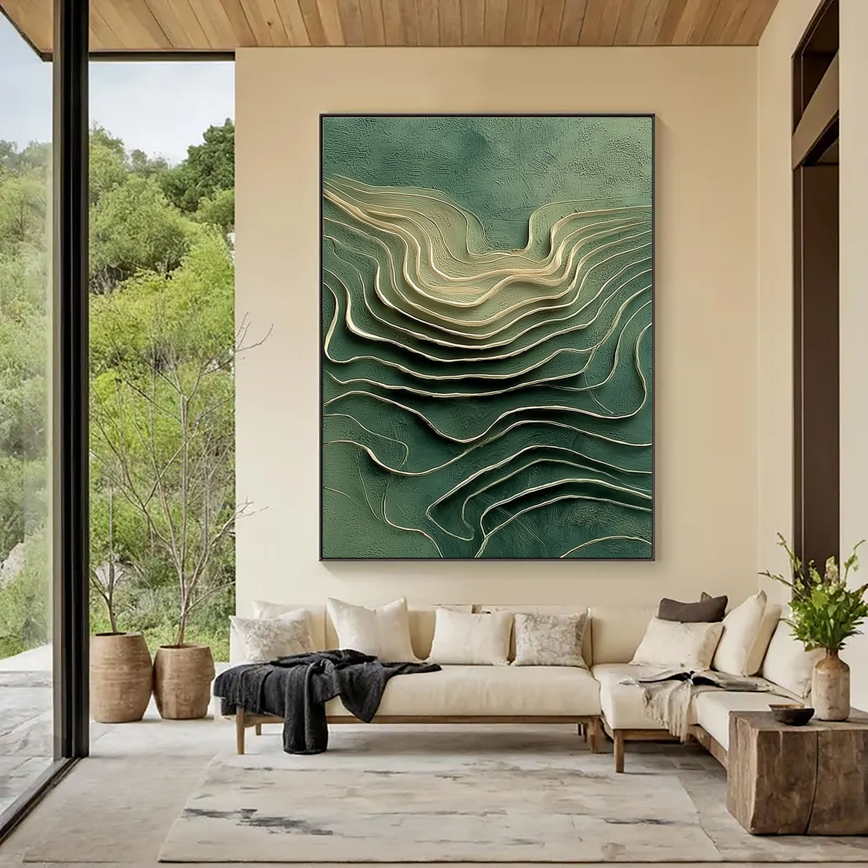 Layered Wave Serenity | Emerald Flow