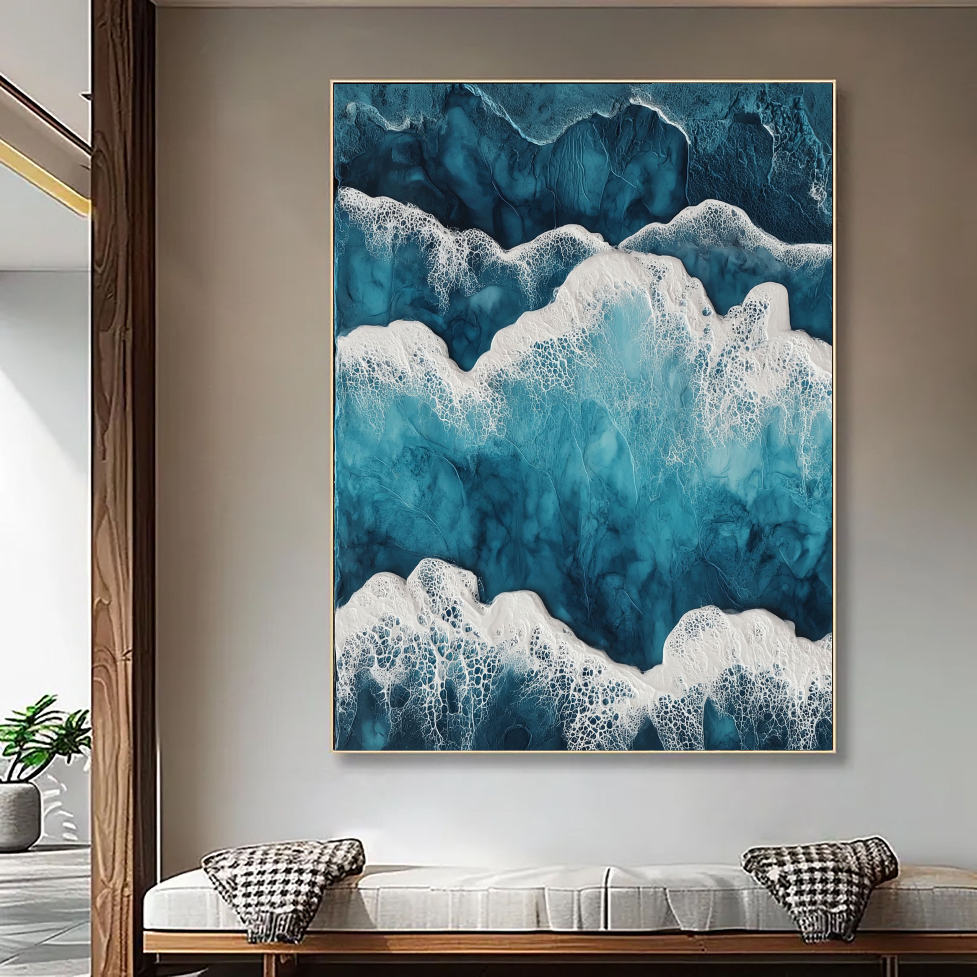 Textured Turquoise Swells | White Foam