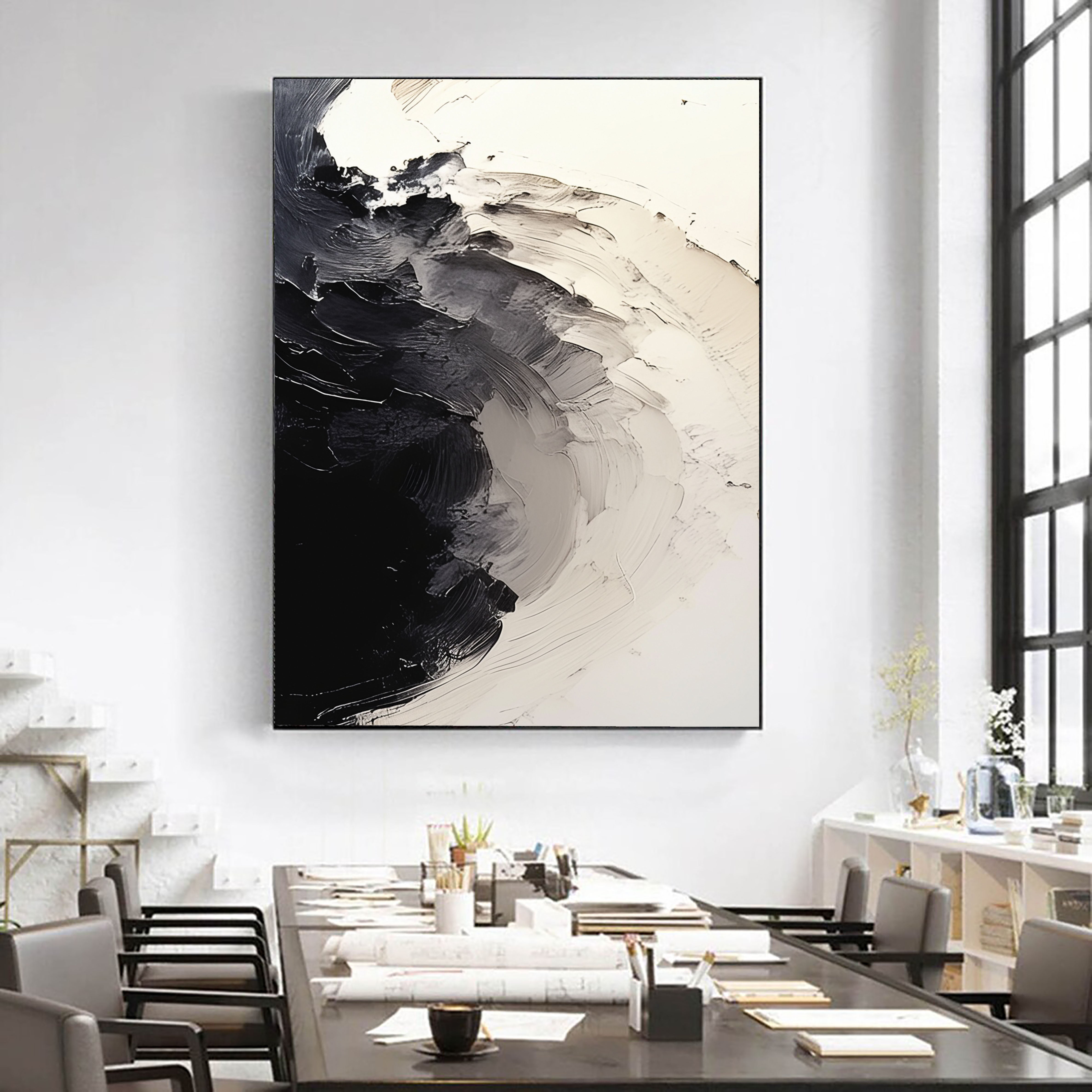 Textured Monochrome Wave | Black Gray