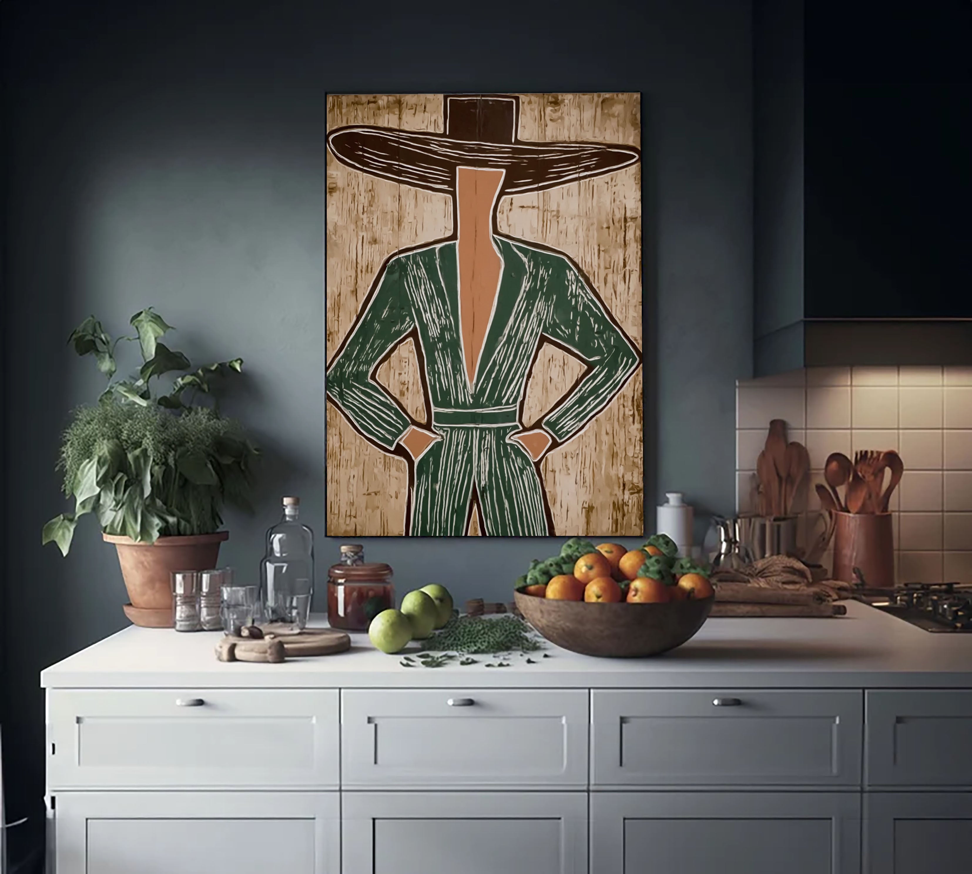 Elegant Figural Ensemble | Striped Silhouettes