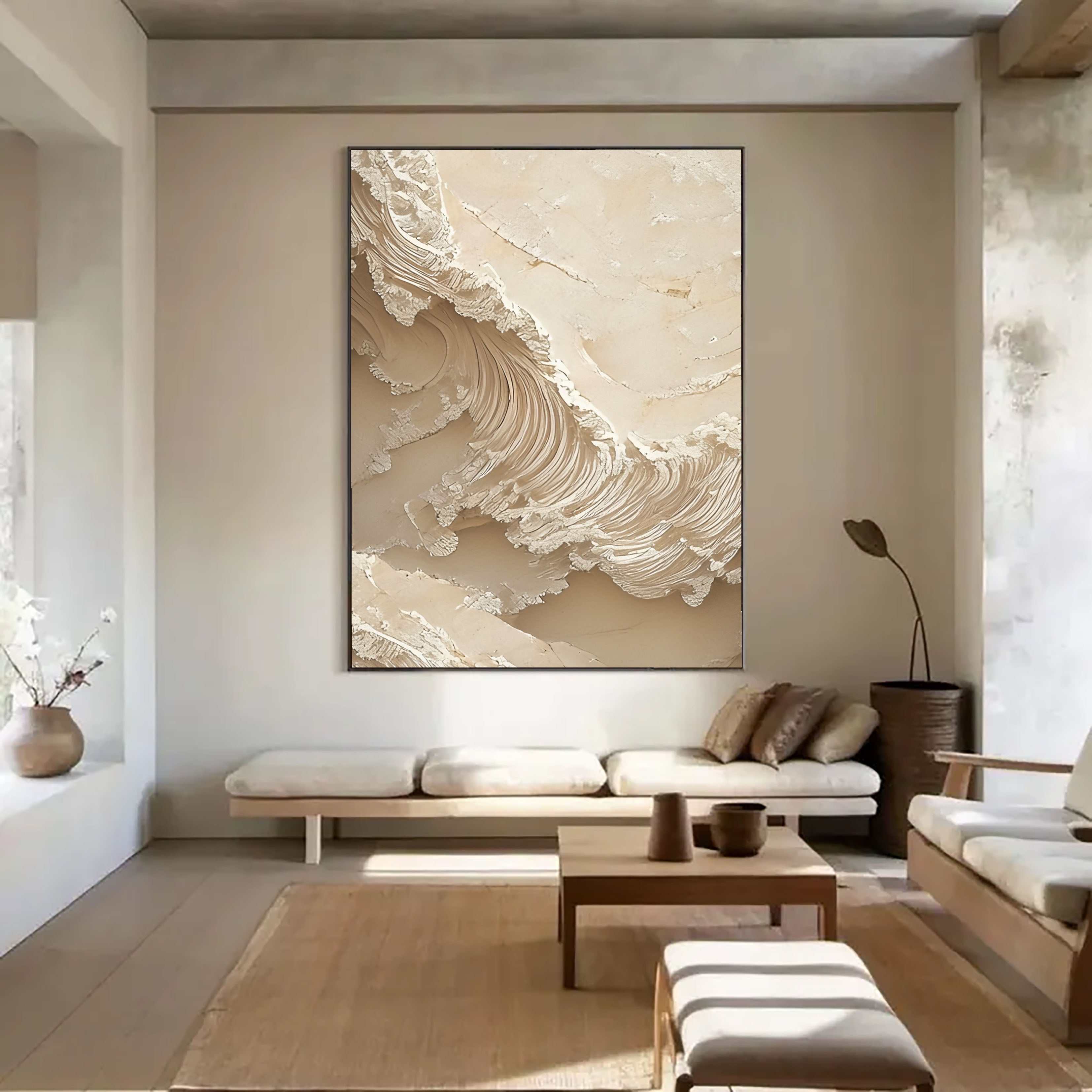 Textured Beige Wave | Neutral Flow