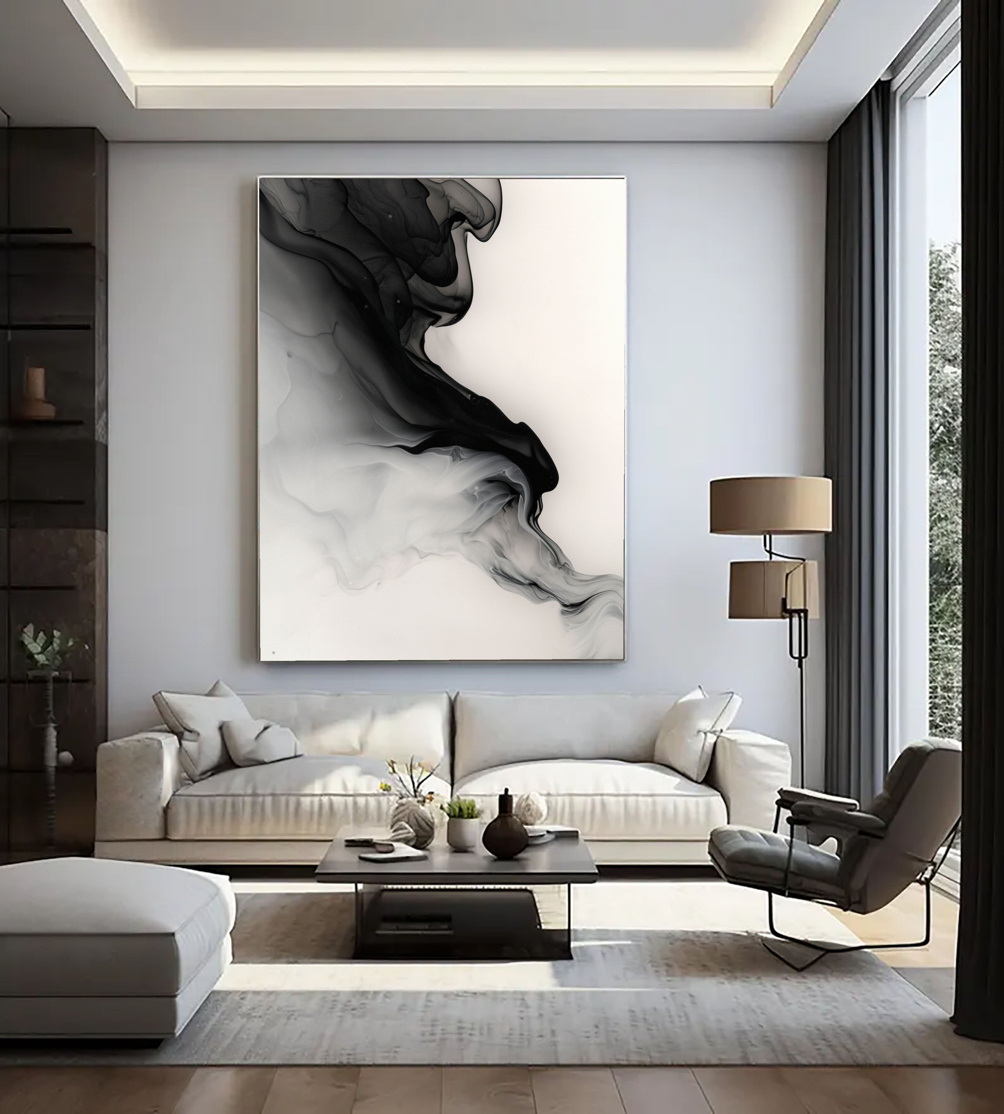 Textured Monochrome Flow | Black Gray