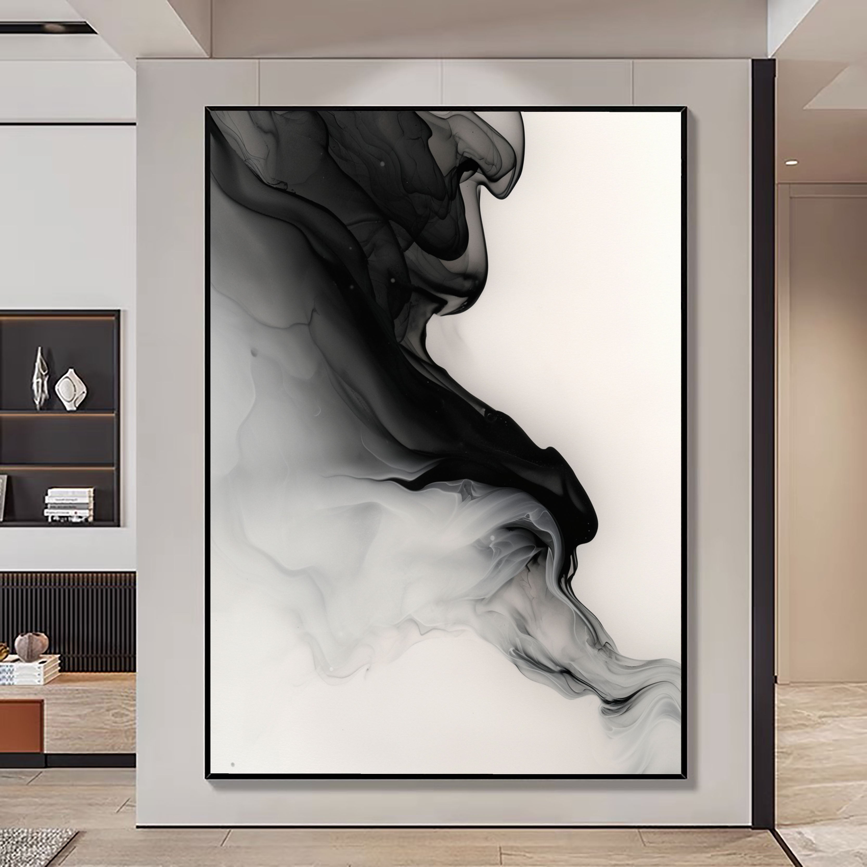 Textured Monochrome Flow | Black Gray