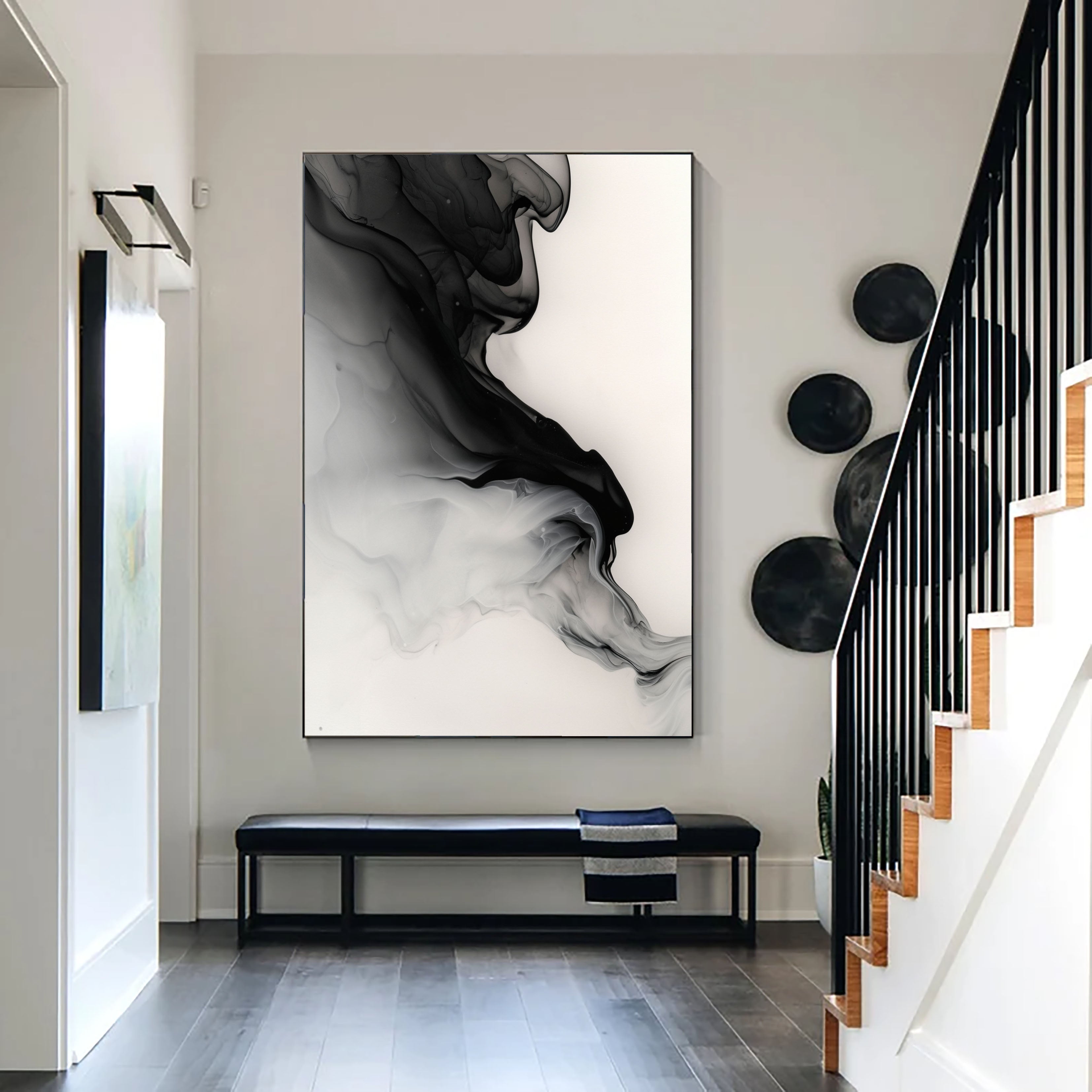 Textured Monochrome Flow | Black Gray