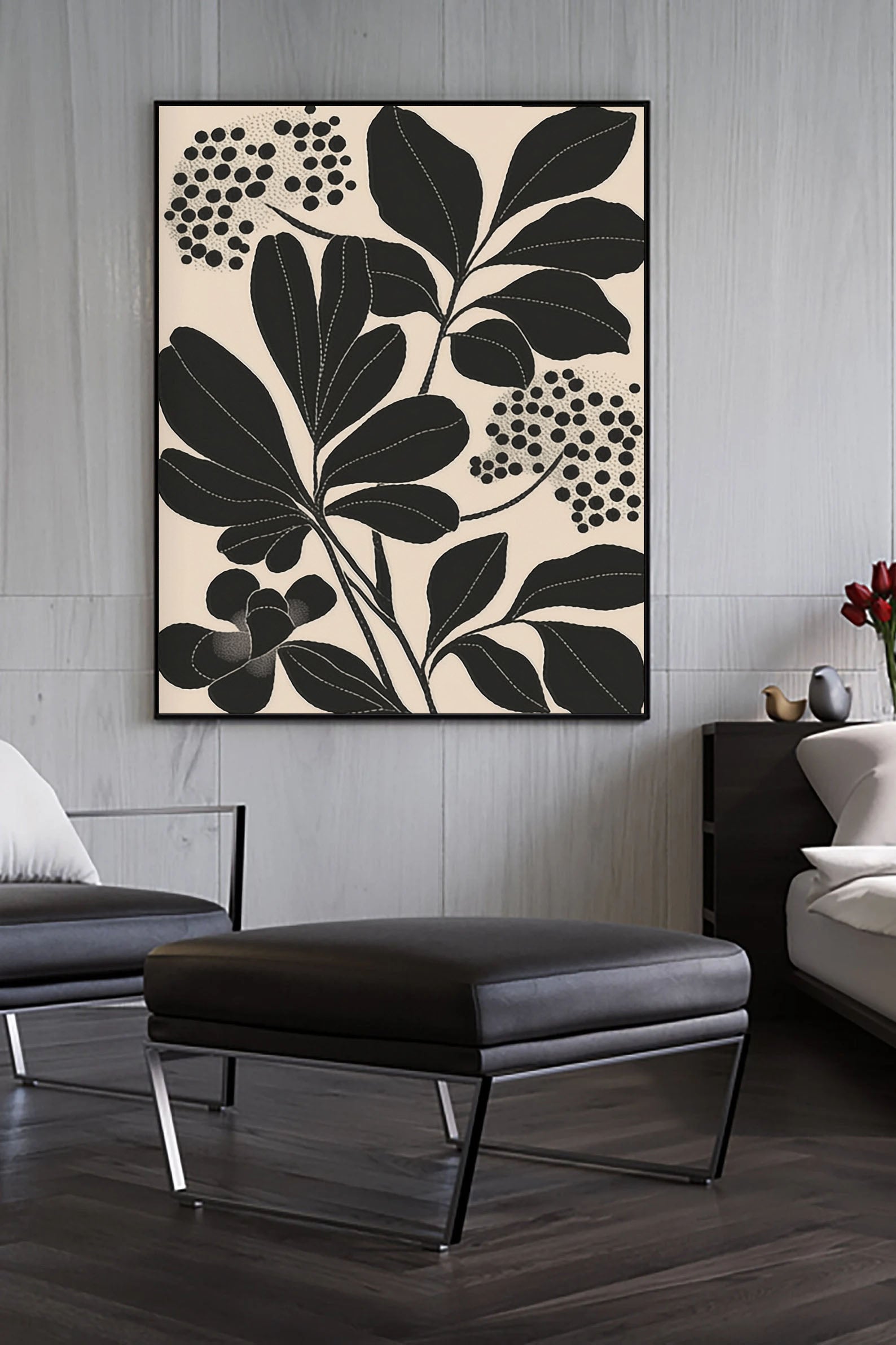 Graphic Foliage Chic | Black Bloom