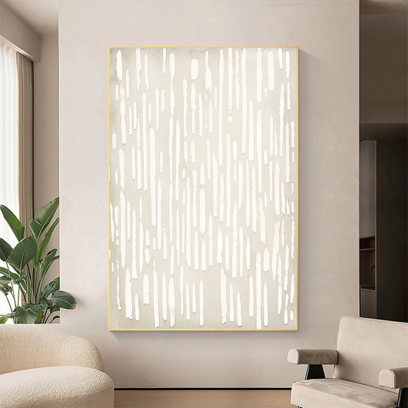 Textured Linear Grace | Ivory Stroke