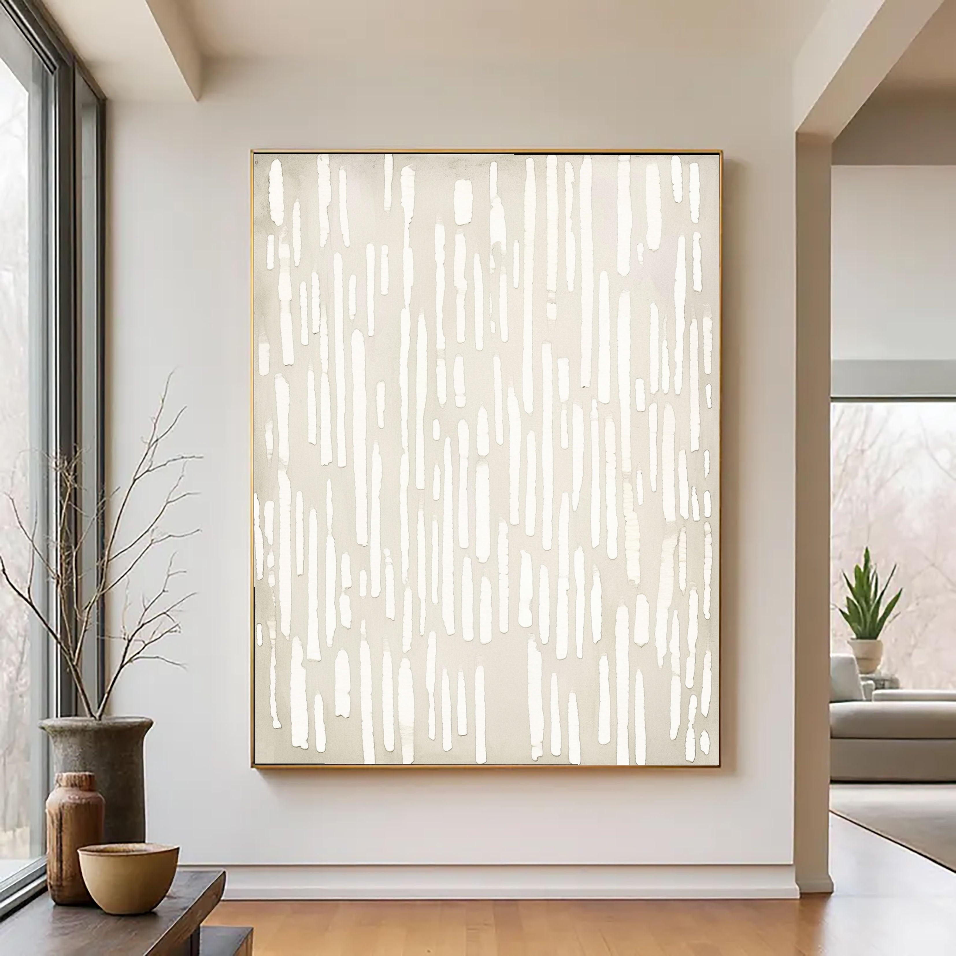 Textured Linear Grace | Ivory Stroke